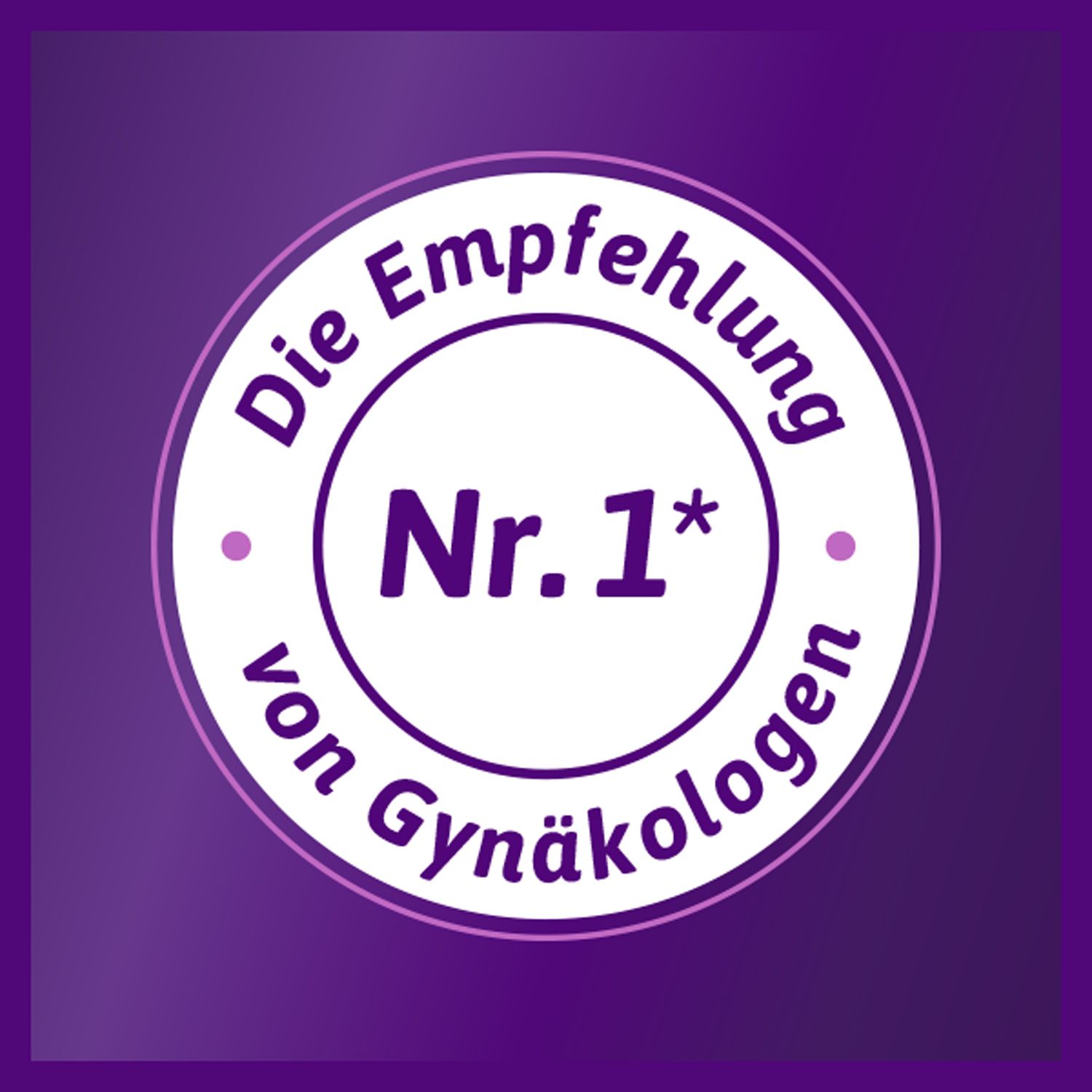 Runder Aufkleber mit Text: Die Empfehlung von Gynäkologen. Nr. 1*