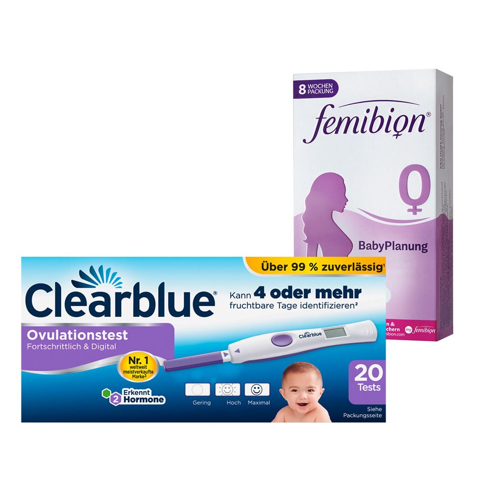 CLEARBLUE Ovulationstest fortschrittlich & digital + FEMIBION Babyplanung