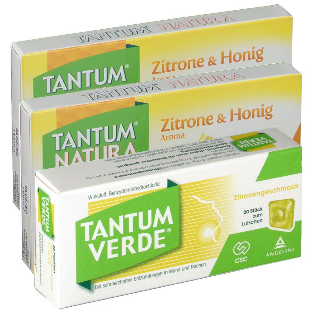 TANTUM VERDE® Pastillen mit Zitronengeschmack + TANTUM NATURA Zitrone & Honig