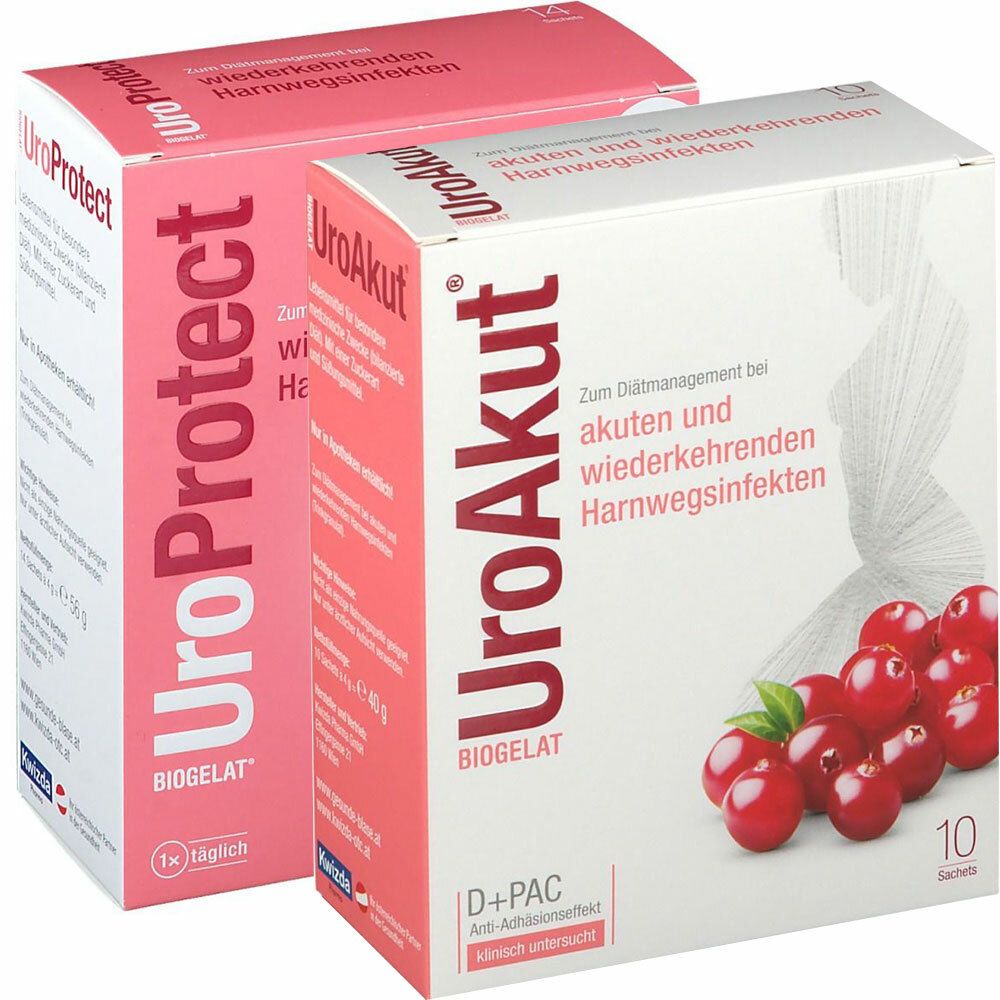 BIOGELAT UroAkut® D-Mannose Cranberry + BIOGELAT® UroProtect 1 St -  shop-apotheke.at