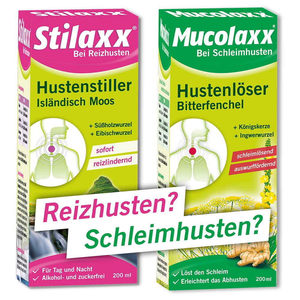 Stilaxx® Isländisch Moos Hustenstiller + Mucolaxx® Hustenlöser