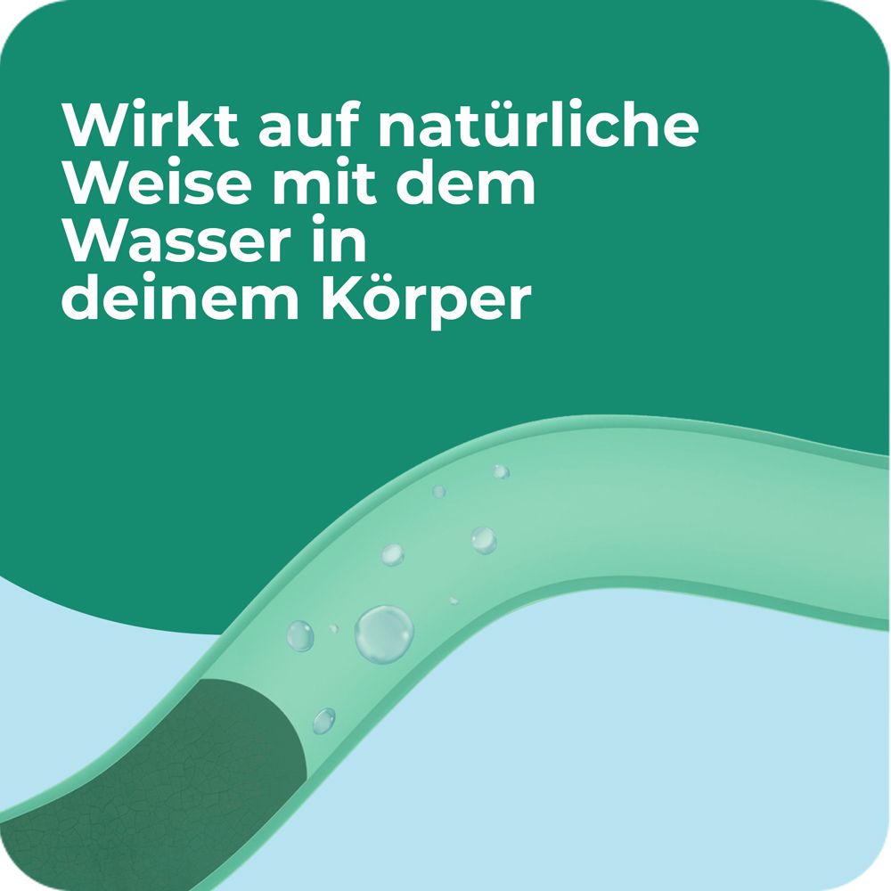 Grafik: Flüssigkeit im Darm. Text: Wirkt auf natürliche Weise mit dem Wasser in deinem Körper.