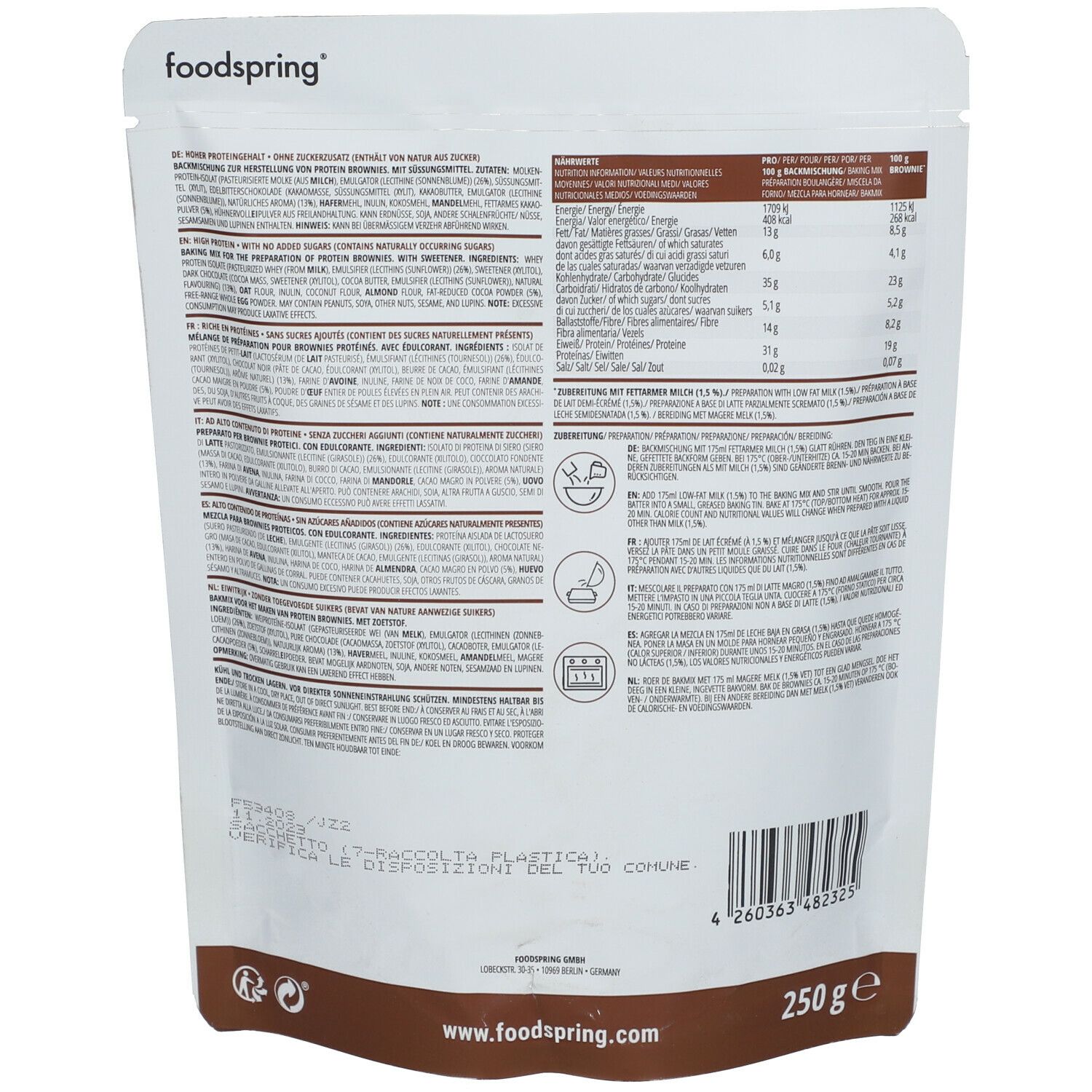 foodspring Protein Brownies, 250 g