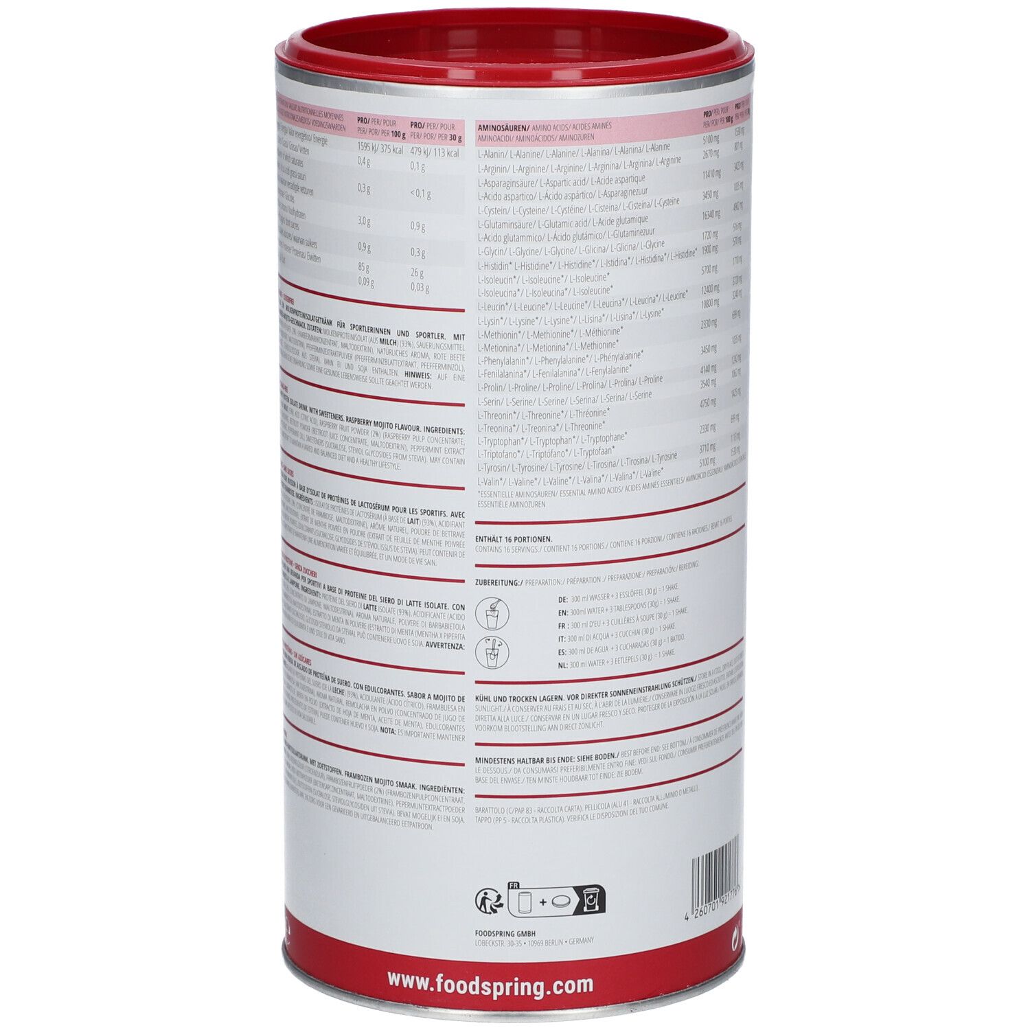 foodspring® Clear Whey Himbeere Mojito