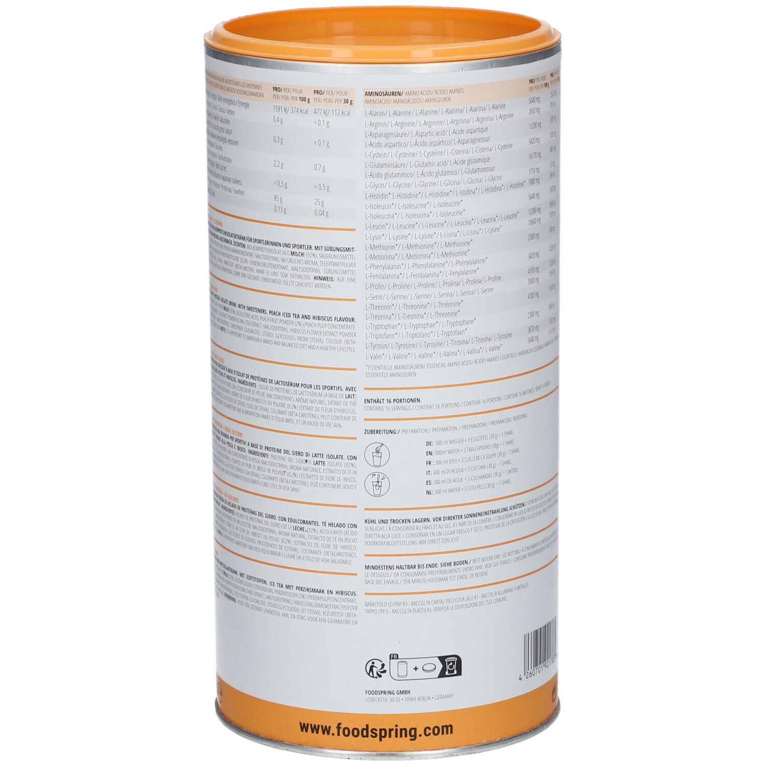 foodspring® Clear Whey Pfirsich Eitee - Hibiskus