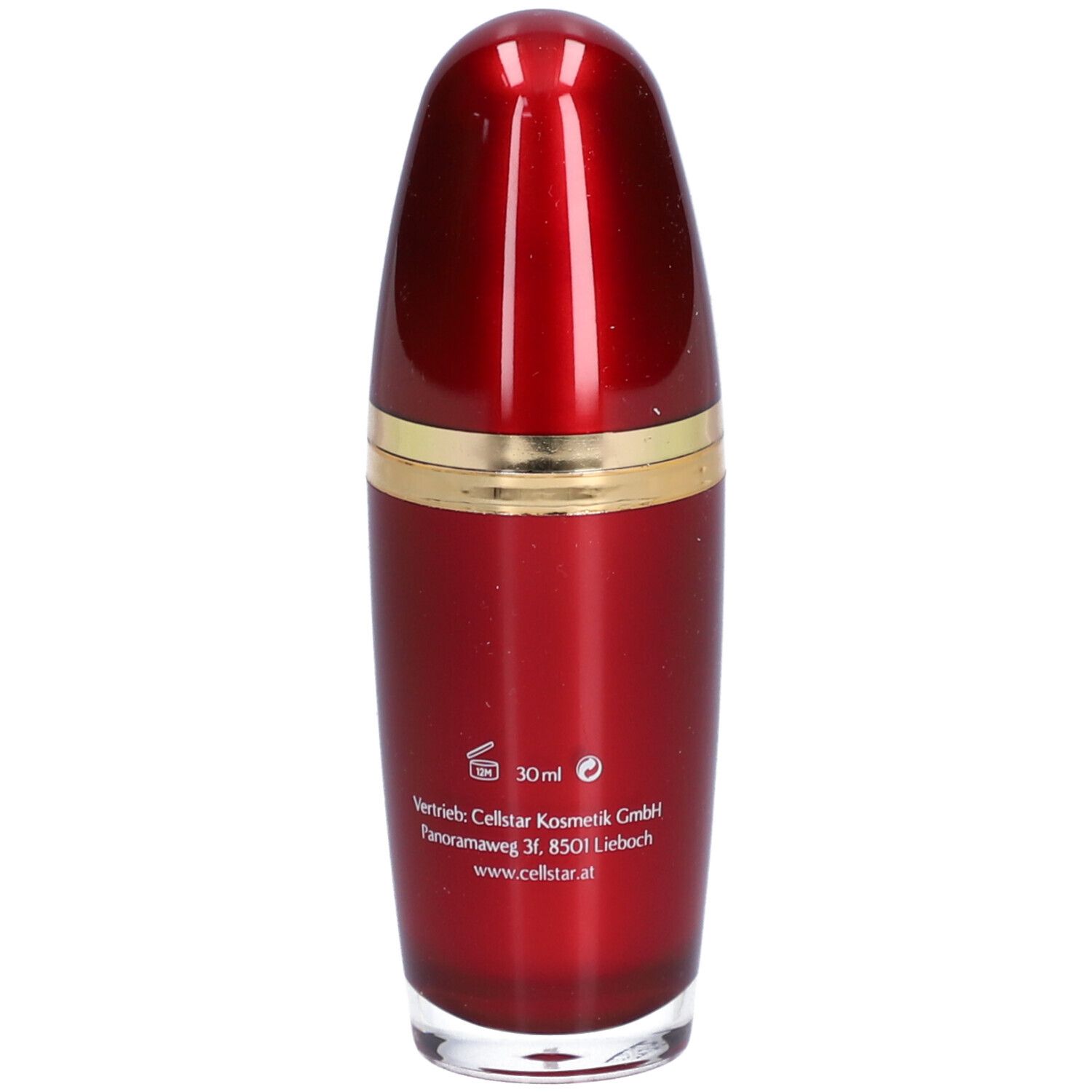Rote Flasche mit goldfarbenem Ring. Aufschrift: Best of Caviar SKIN BOOSTING SERUM. Logo: Dreieck mit BoC.
