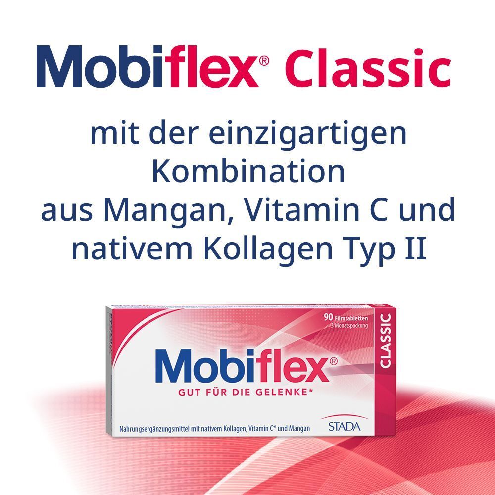 Mobiflex Classic Packung mit Kollagen Typ II, Mangan und Vitamin C für Gelenke.