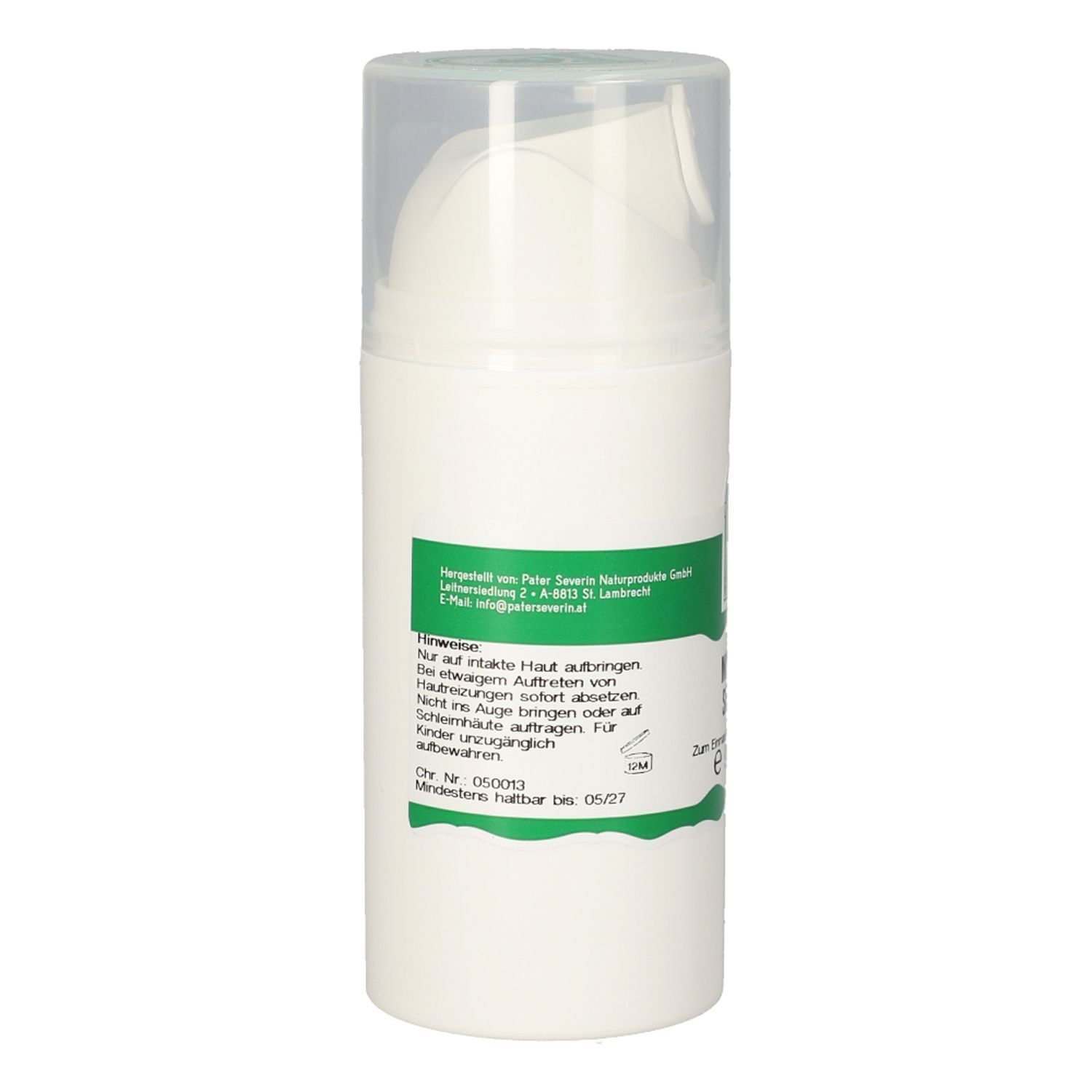 Weiße Spenderflasche mit 90g Mistelsalbe und Anwendungshinweisen.