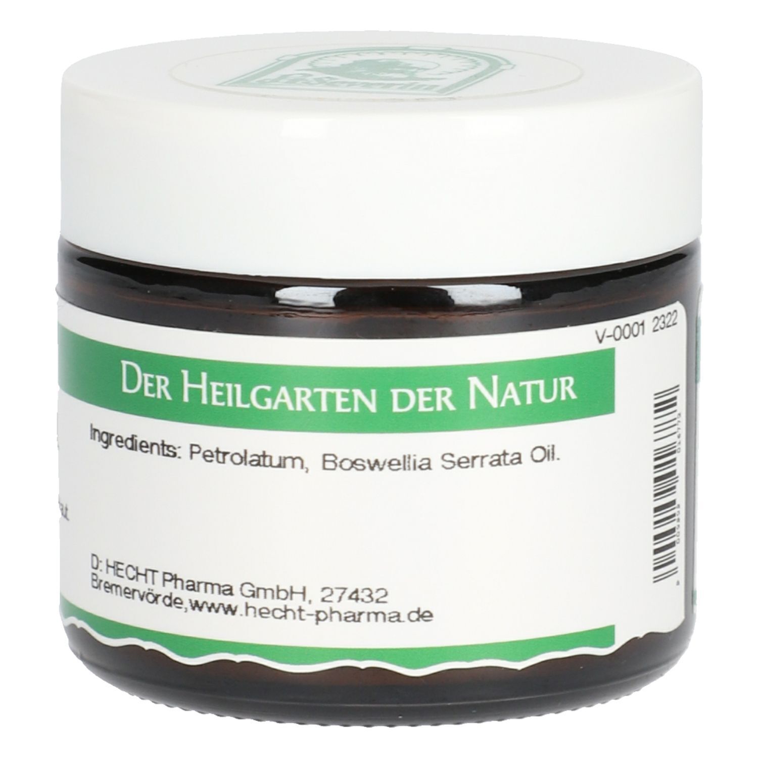 Ein Glas St. Severin Weihrauchölsalbe, 50g. Zutaten: Petrolatum, Boswellia Serrata Öl.