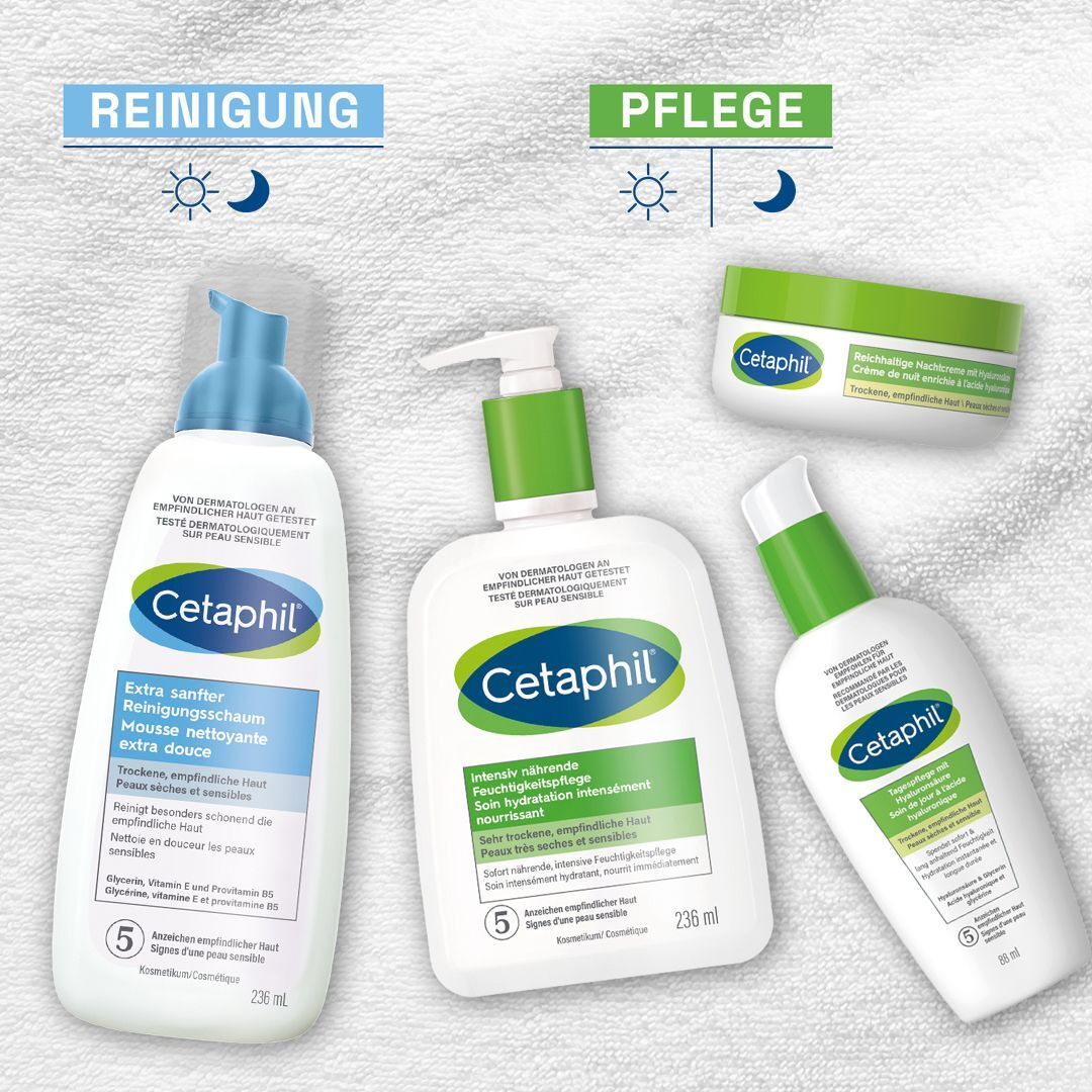 Cetaphil Reinigungsschaum und Pflegeprodukte für die Haut.