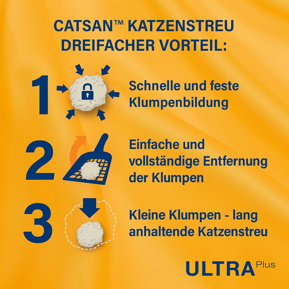 CATSAN ULTRA Plus: 100% Katzenstreu aus Naturton.