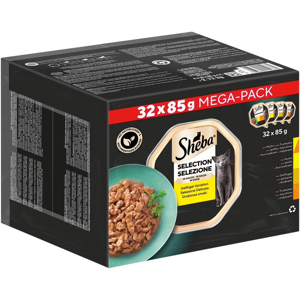 Sheba Selection "Geflügel Variation" in Sauce, 32x85g.