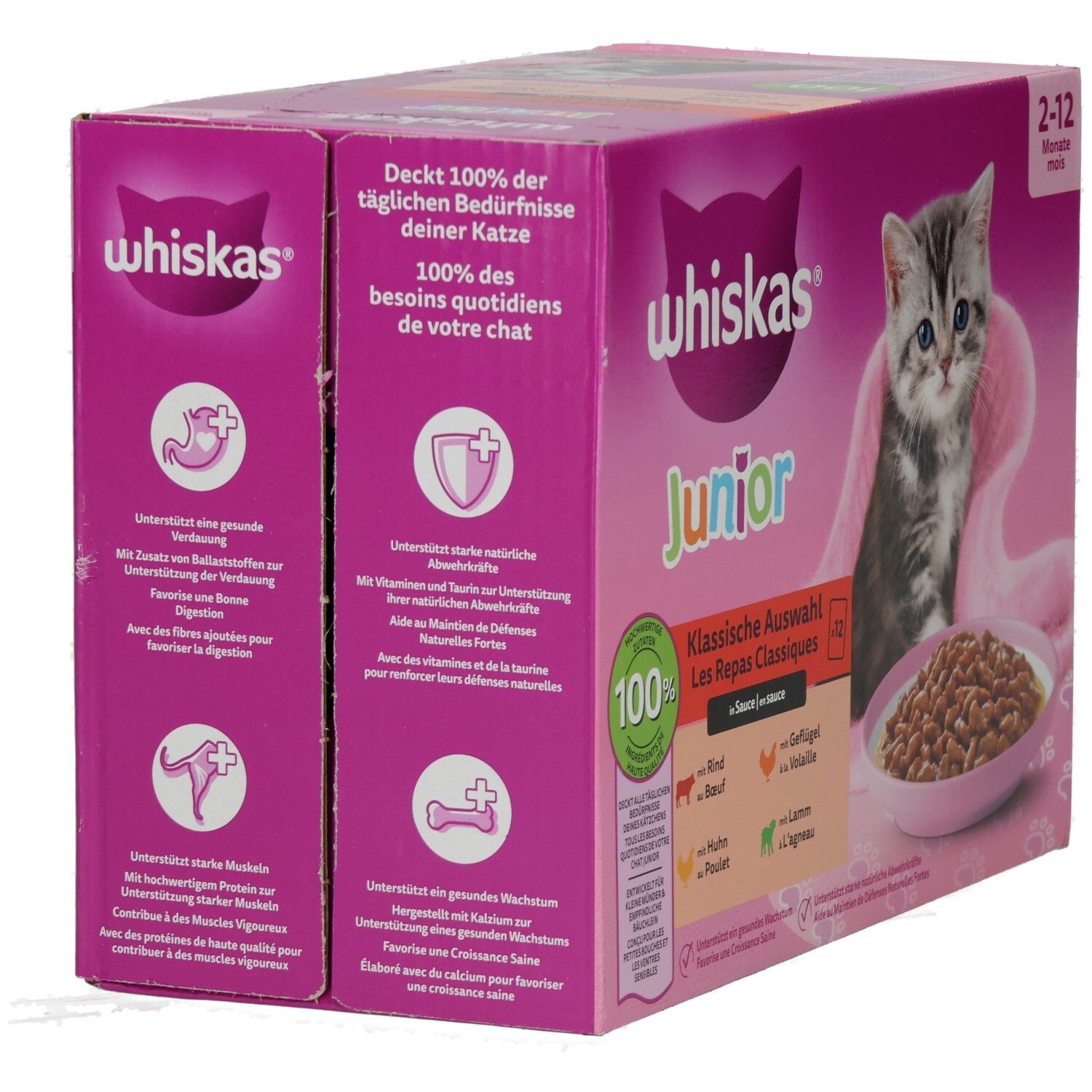 Whiskas Frischebeutel 85g 12 Pack Klassische Auswahl in Sauce Junior, 2-12 Monate