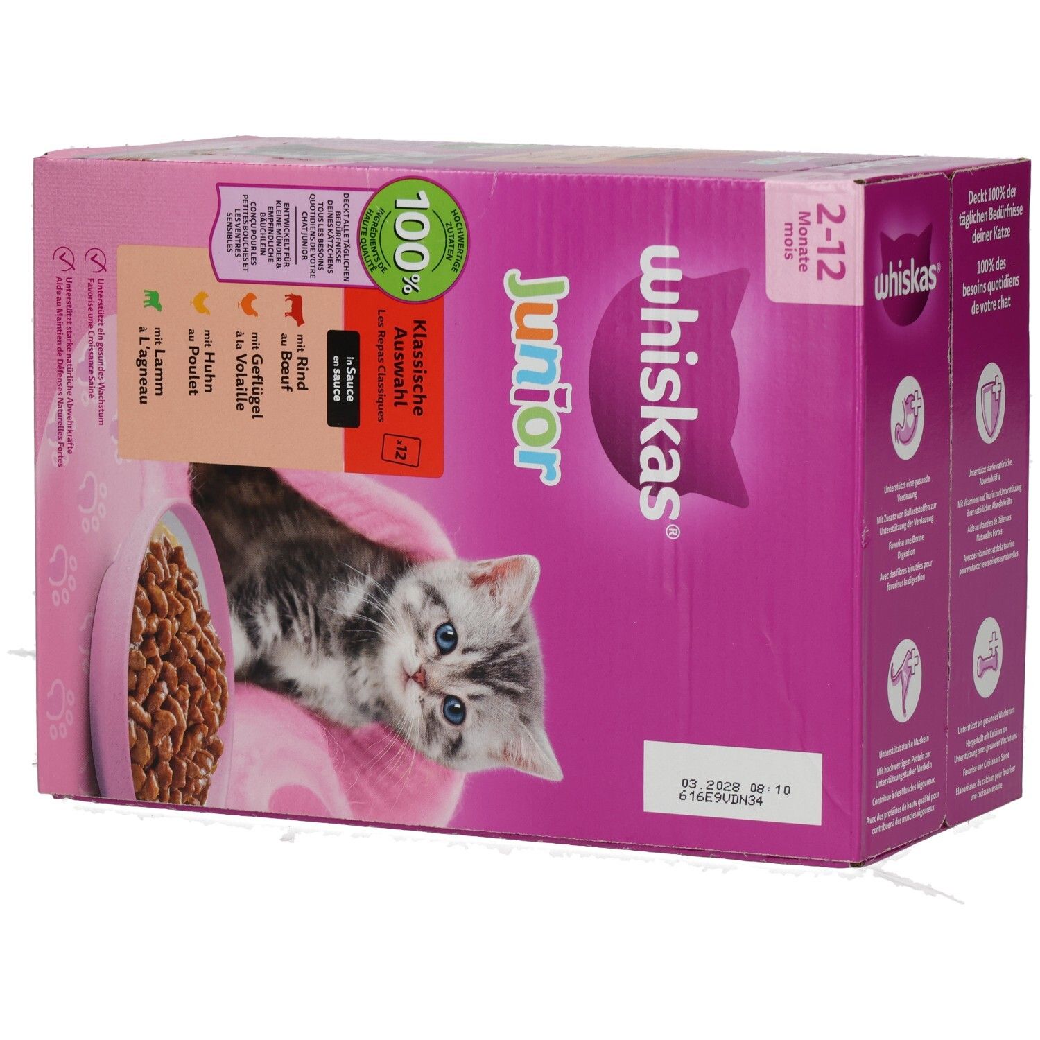 Whiskas Frischebeutel 85g 12 Pack Klassische Auswahl in Sauce Junior, 2-12 Monate