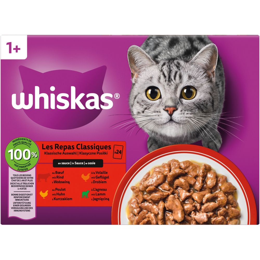 Whiskas Frischebeutel 85g 24 Pack Klassisch Auswahl in Sauce