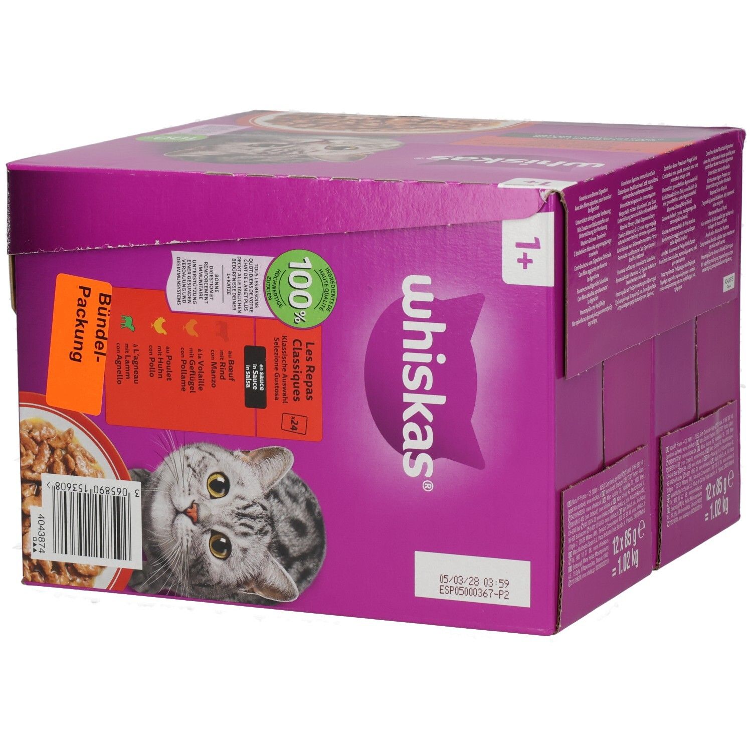 Whiskas Frischebeutel 85g 24 Pack Klassisch Auswahl in Sauce