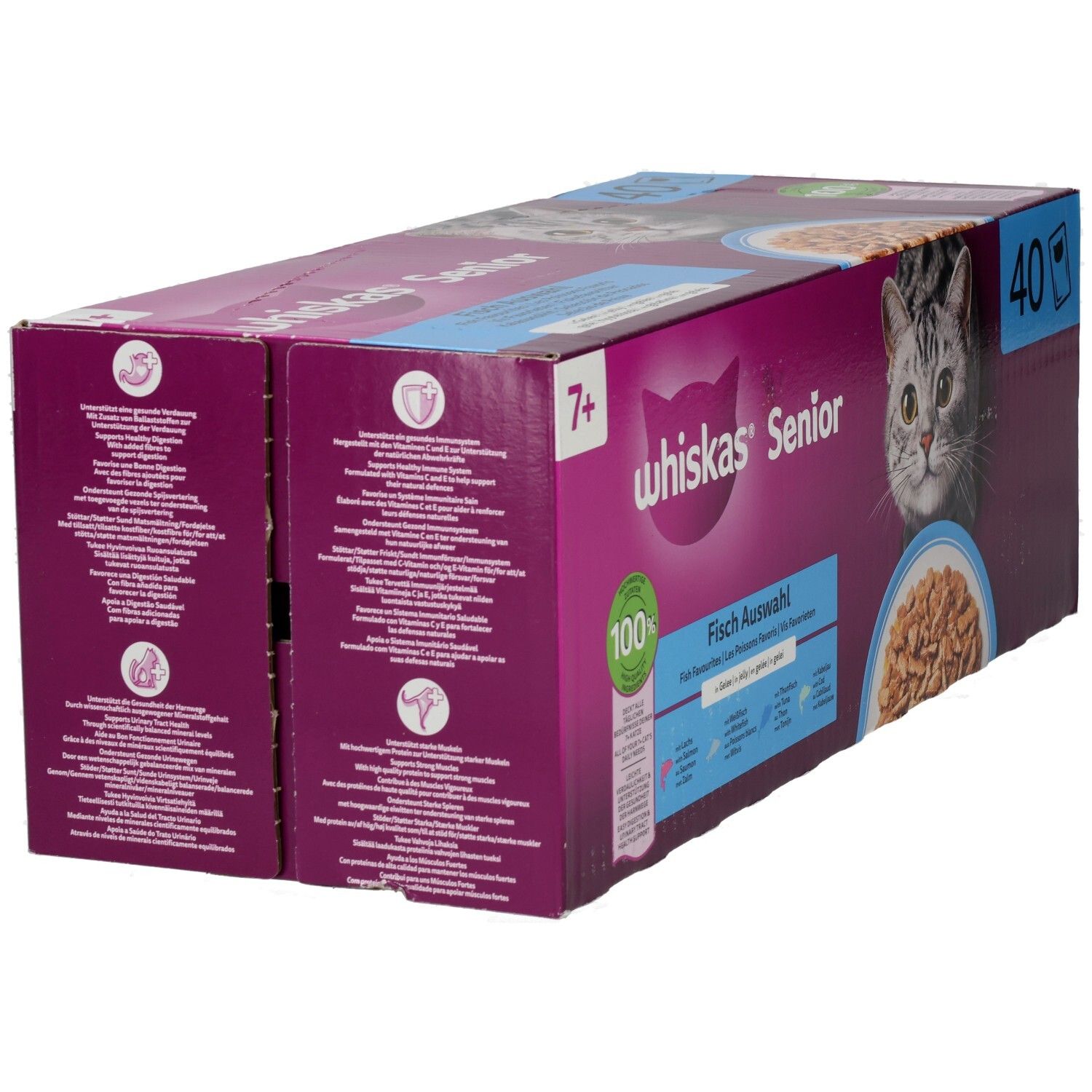 Whiskas Frischebeutel 85g 40 Pack Fisch Auswahl in Gelee 7+