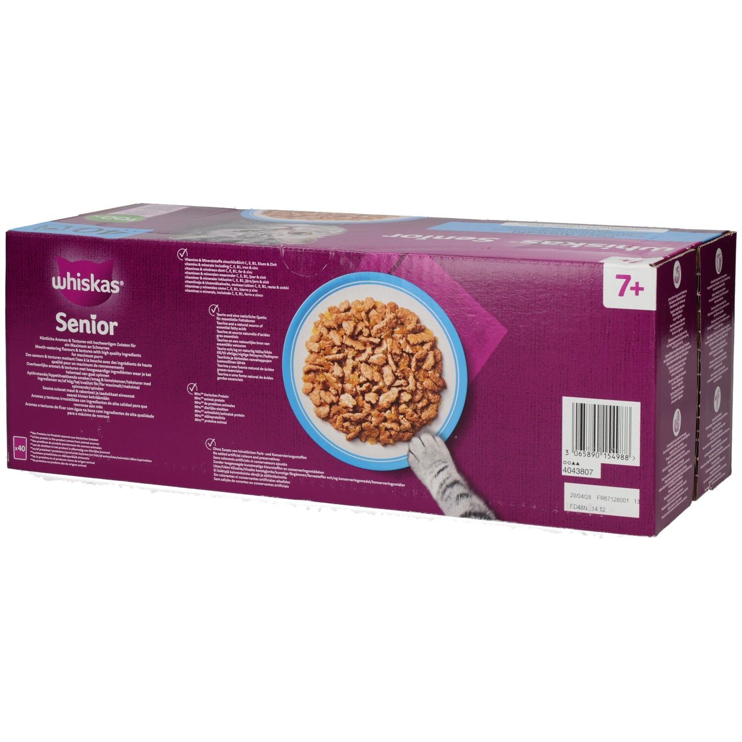 Whiskas Frischebeutel 85g 40 Pack Fisch Auswahl in Gelee 7+