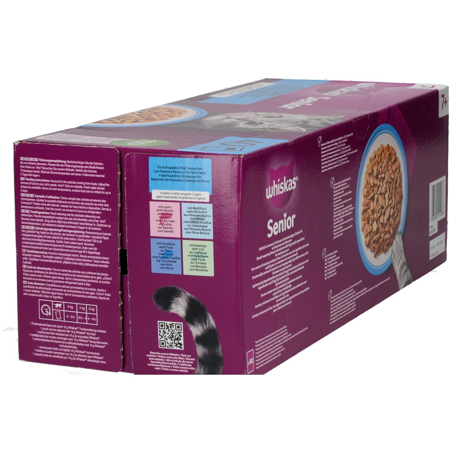 Whiskas Frischebeutel 85g 40 Pack Fisch Auswahl in Gelee 7+