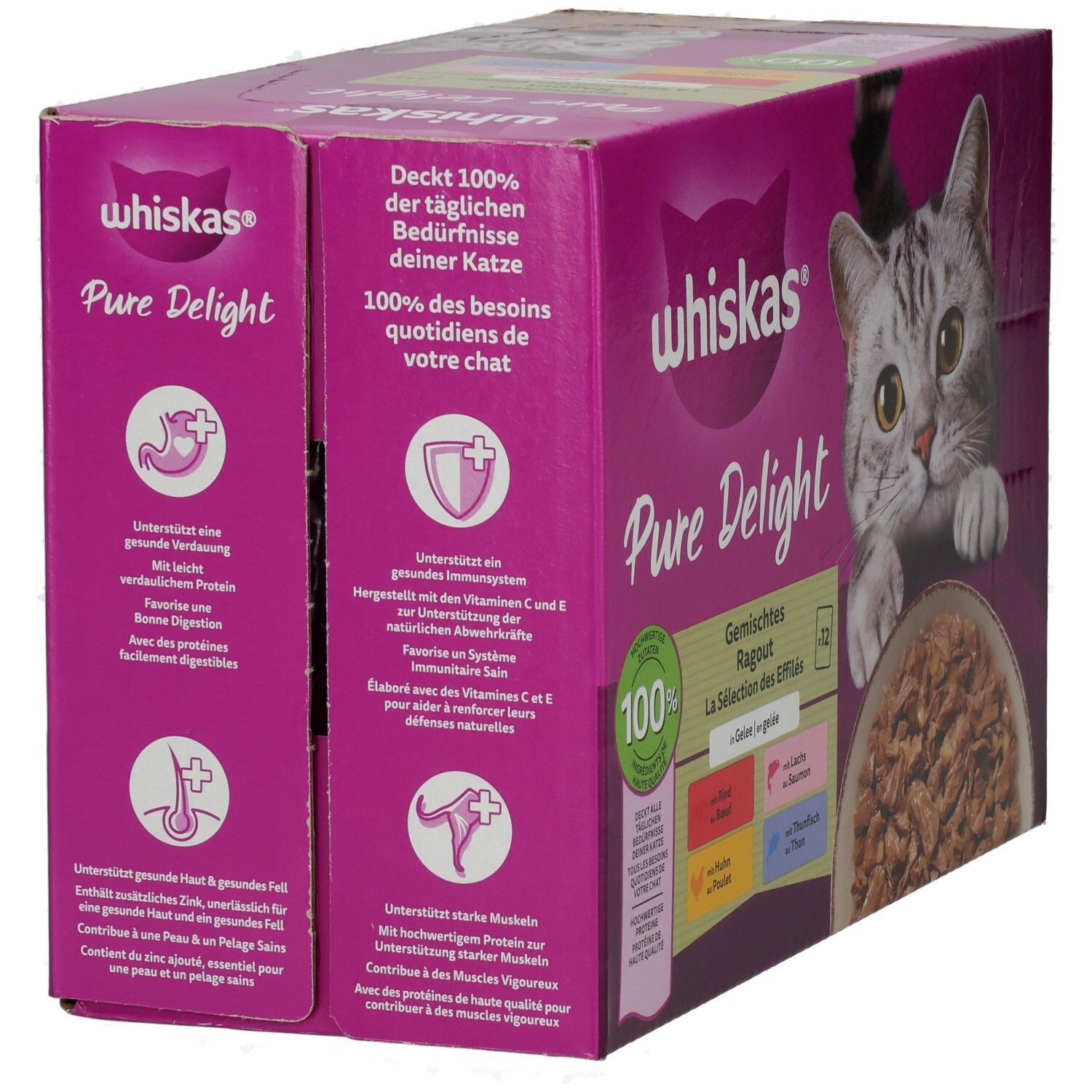 Whiskas Frischebeutel Pure Delight 85g 12 Pack Gemischtes Ragout in Gelee
