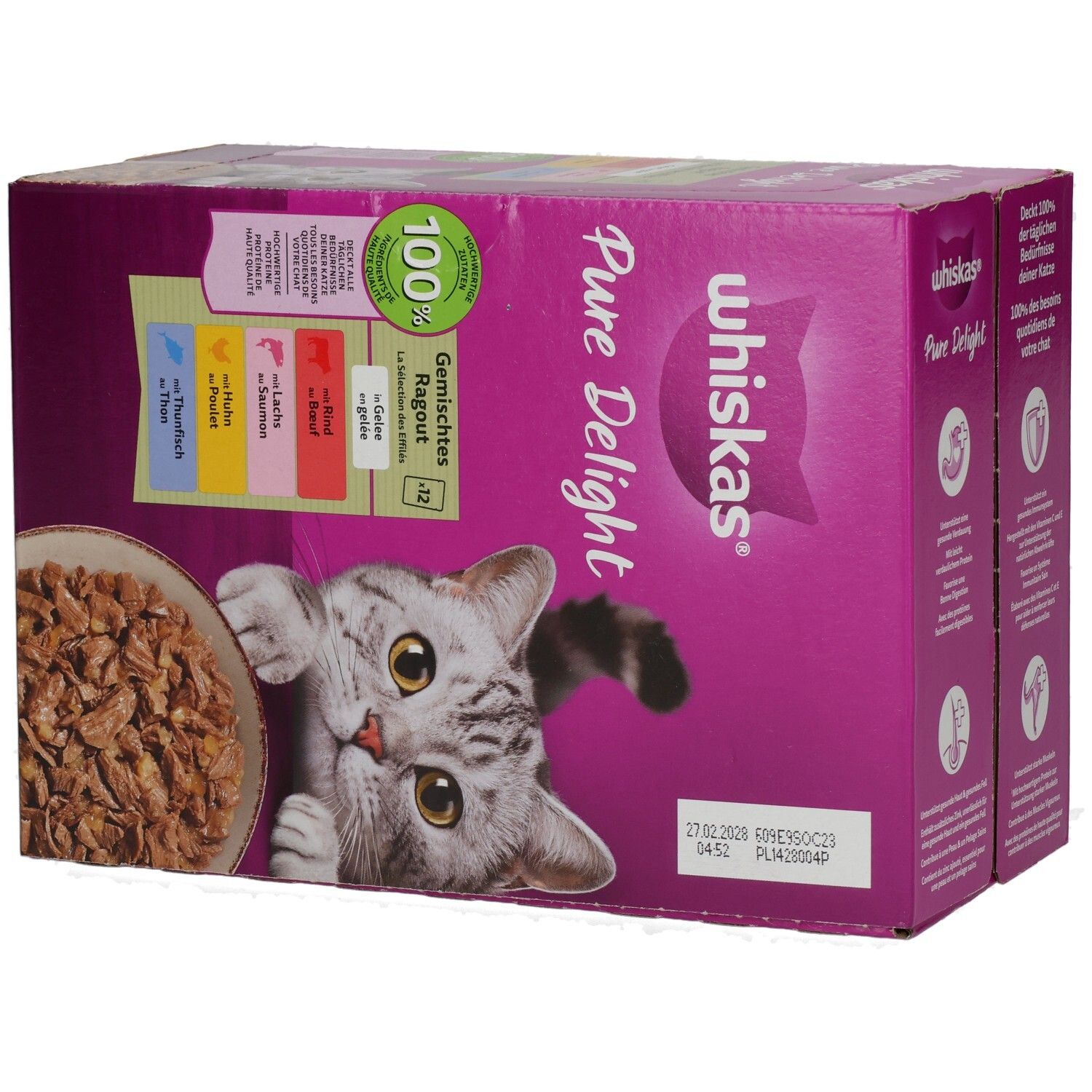 Whiskas Frischebeutel Pure Delight 85g 12 Pack Gemischtes Ragout in Gelee
