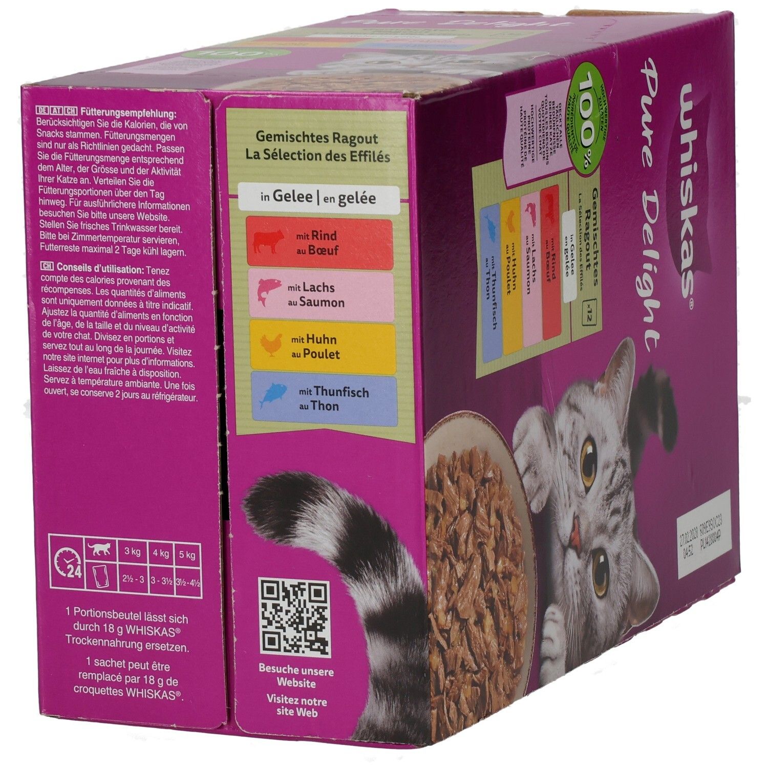 Whiskas Frischebeutel Pure Delight 85g 12 Pack Gemischtes Ragout in Gelee