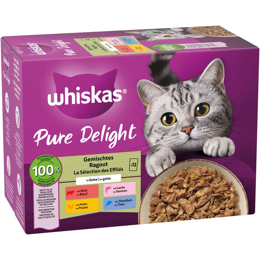 Whiskas Katzennahrung: Krosses Futter mit Karotten und Erbsen.