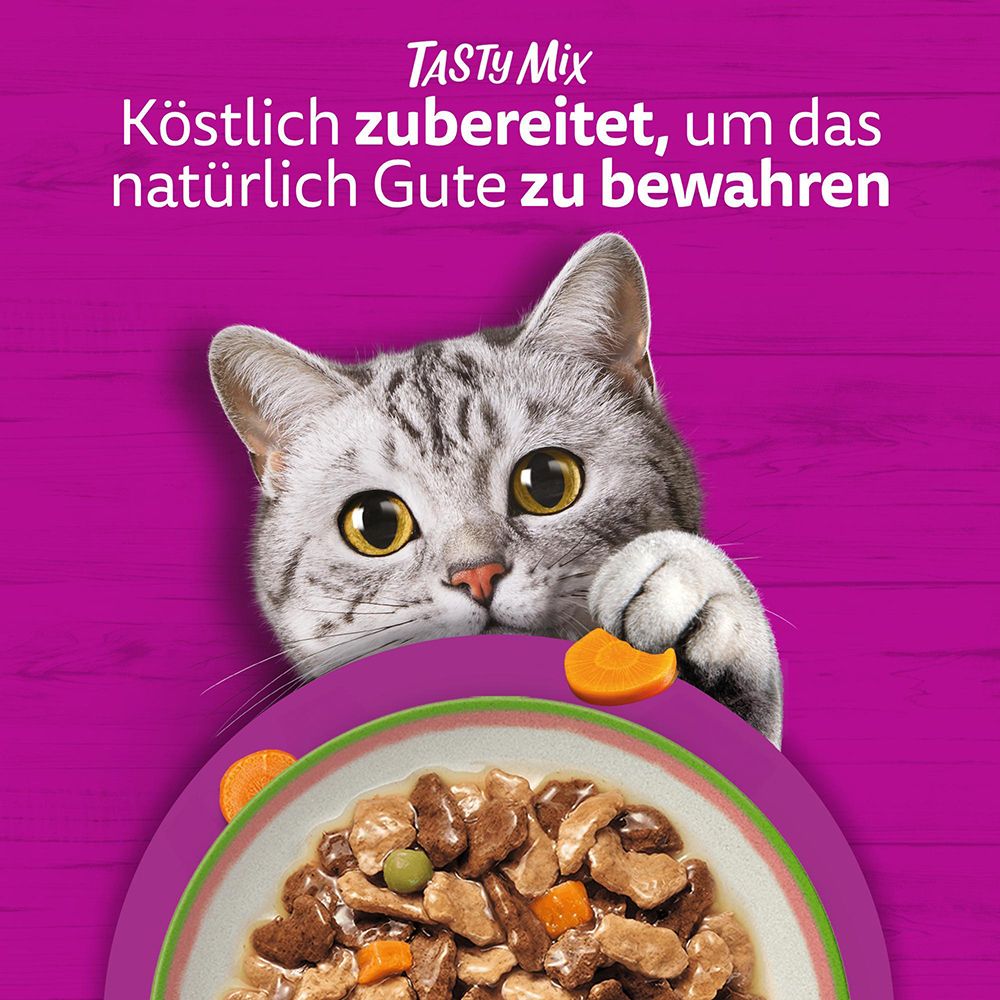 Katzennassfutter: Unterstützt gesunde Haut, Fell, Immunsystem, Muskeln und Verdauung.