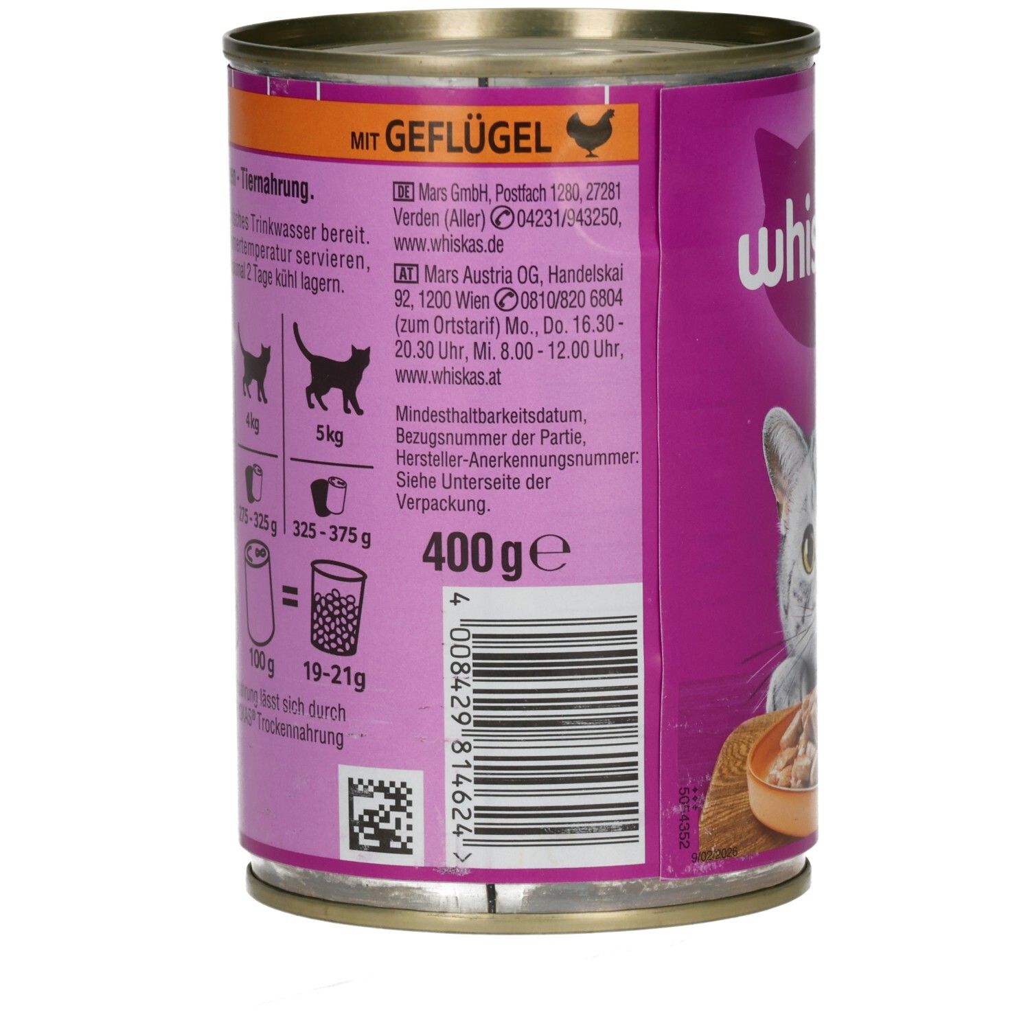Whiskas Dose 400g  in Sauce mit Geflügel 1+