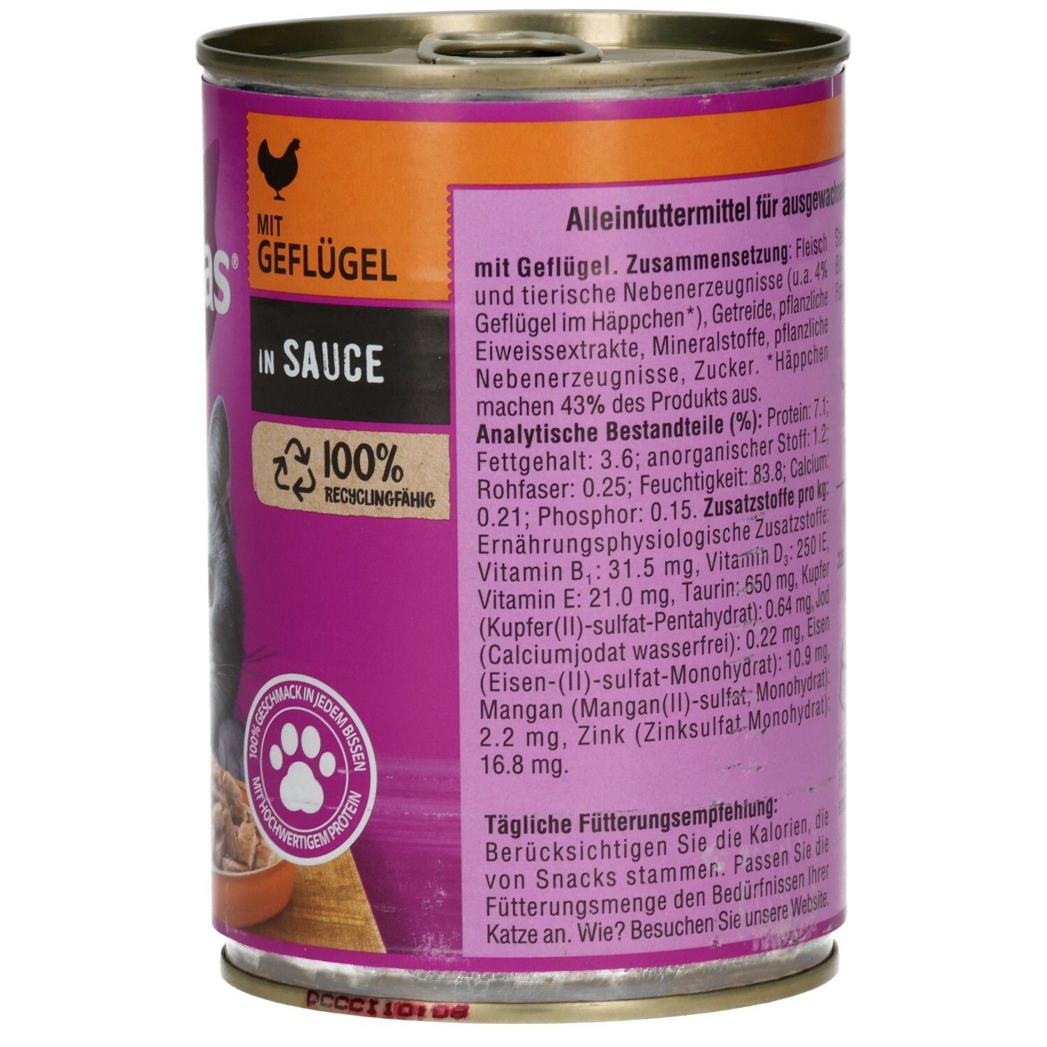 Whiskas Dose 400g  in Sauce mit Geflügel 1+