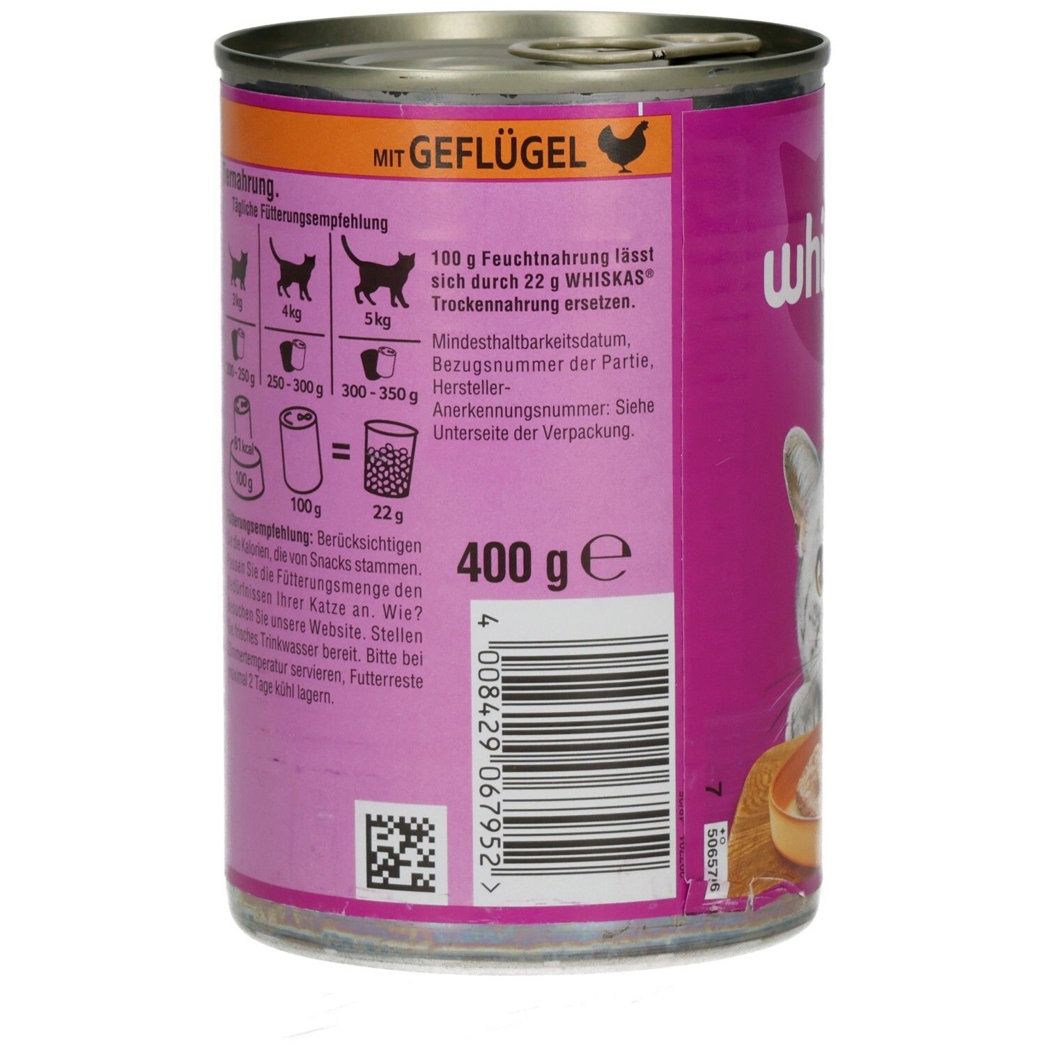 Whiskas Dose 400g  in Terrine mit Geflügel 1+