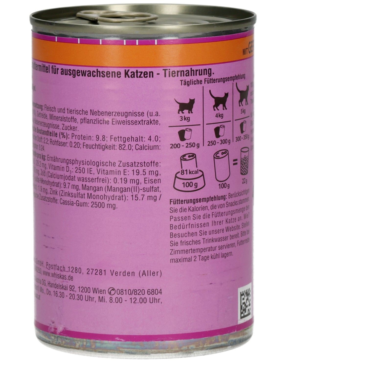 Whiskas Dose 400g  in Terrine mit Geflügel 1+