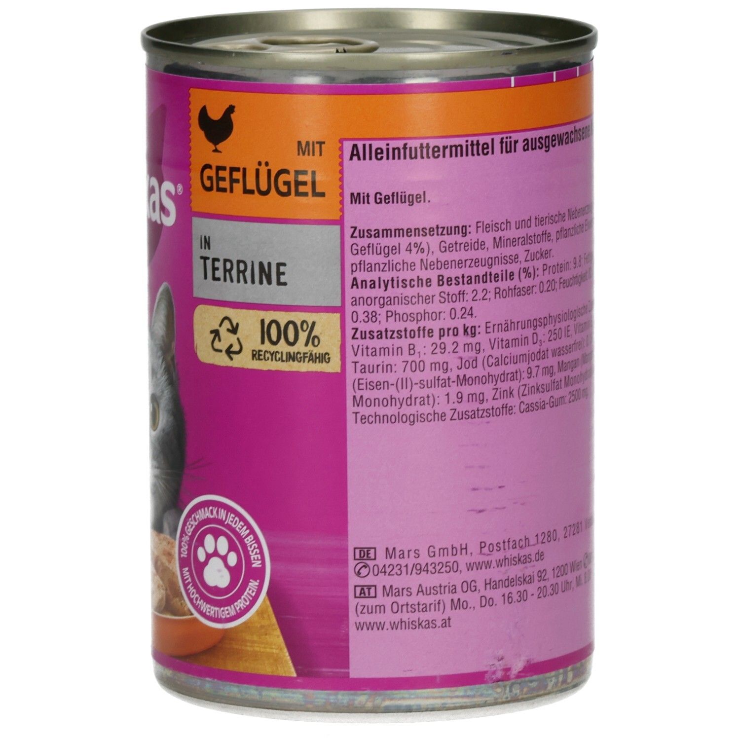 Whiskas Dose 400g  in Terrine mit Geflügel 1+