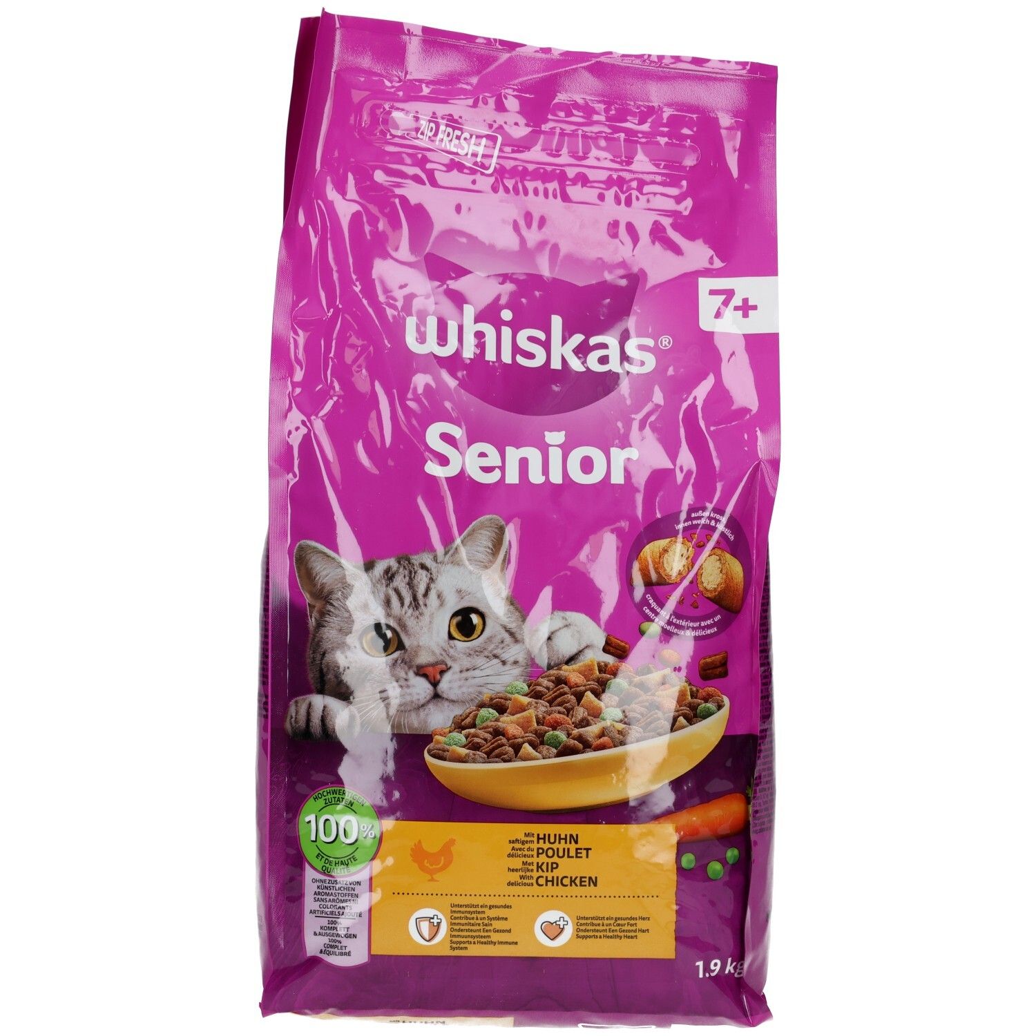 Whiskas Trocken mit Huhn 7+ 1,9kg