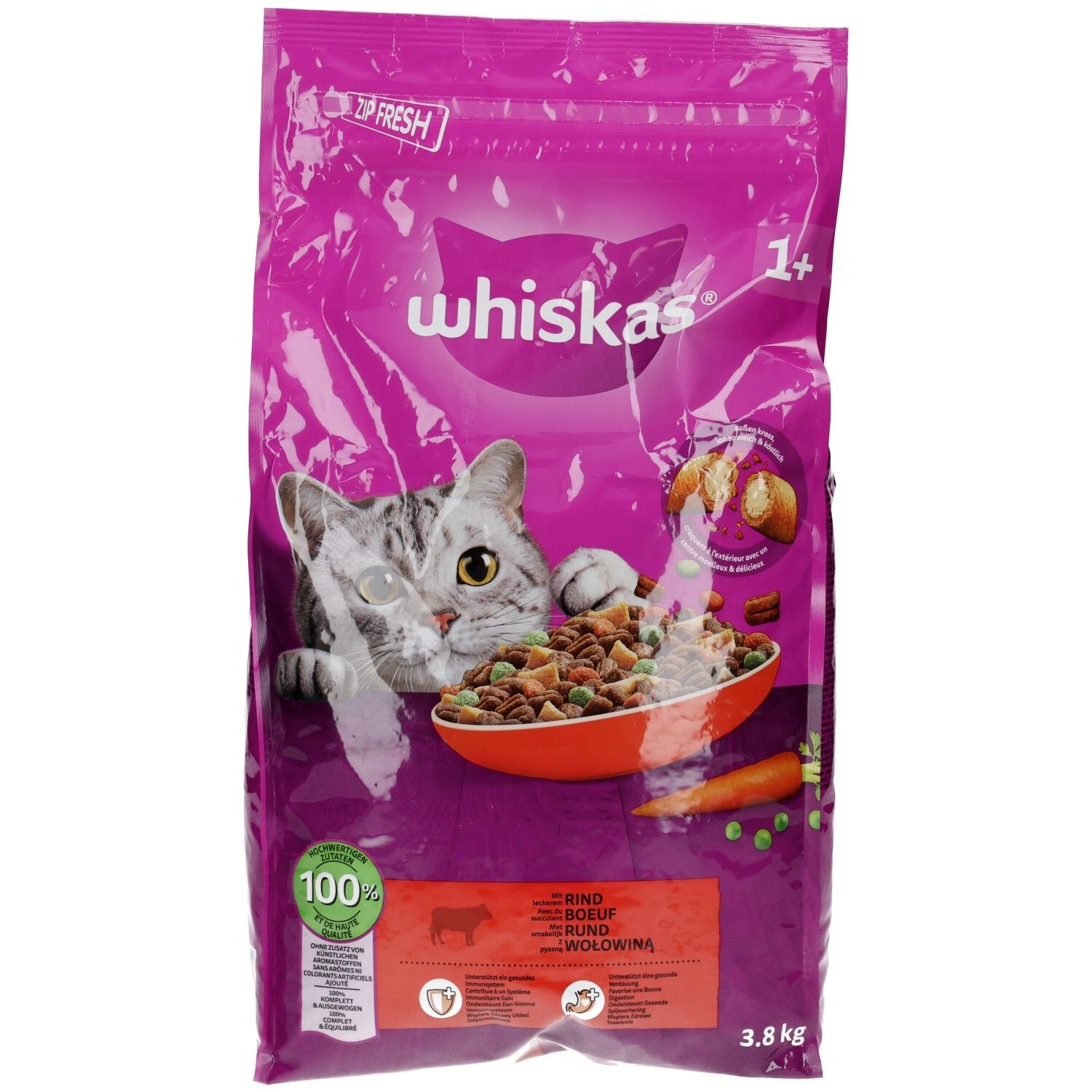 Whiskas Trocken mit Rind 1+ 3,8kg