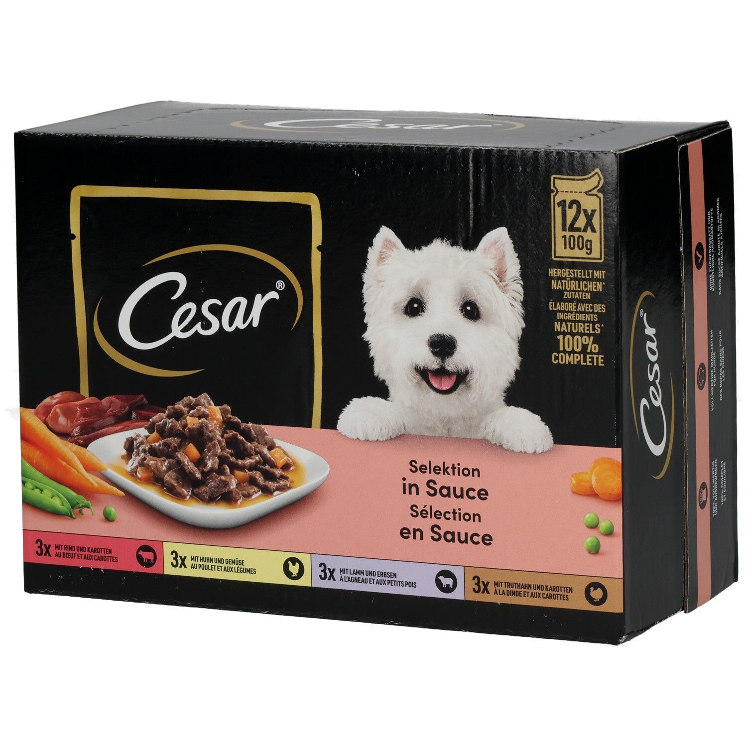 Cesar Frischebeutel 12x100g Selektion in Sauce Rind, Huhn, Lamm und Truthahn