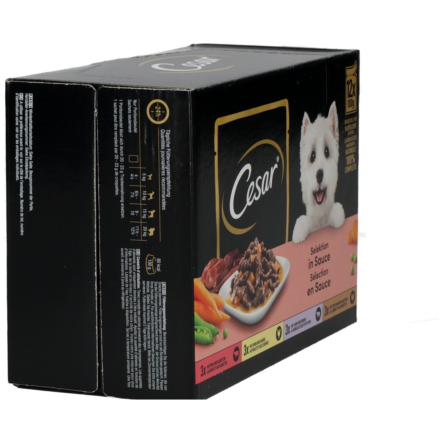Cesar Frischebeutel 12x100g Selektion in Sauce Rind, Huhn, Lamm und Truthahn