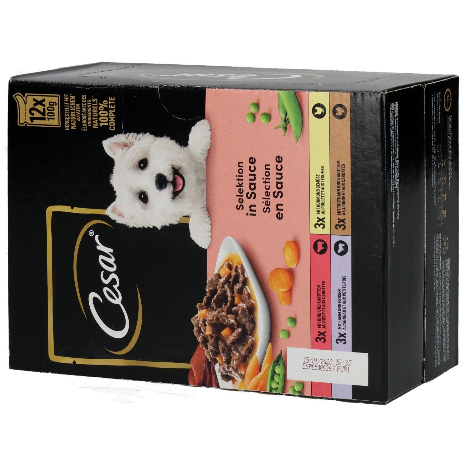 Cesar Frischebeutel 12x100g Selektion in Sauce Rind, Huhn, Lamm und Truthahn