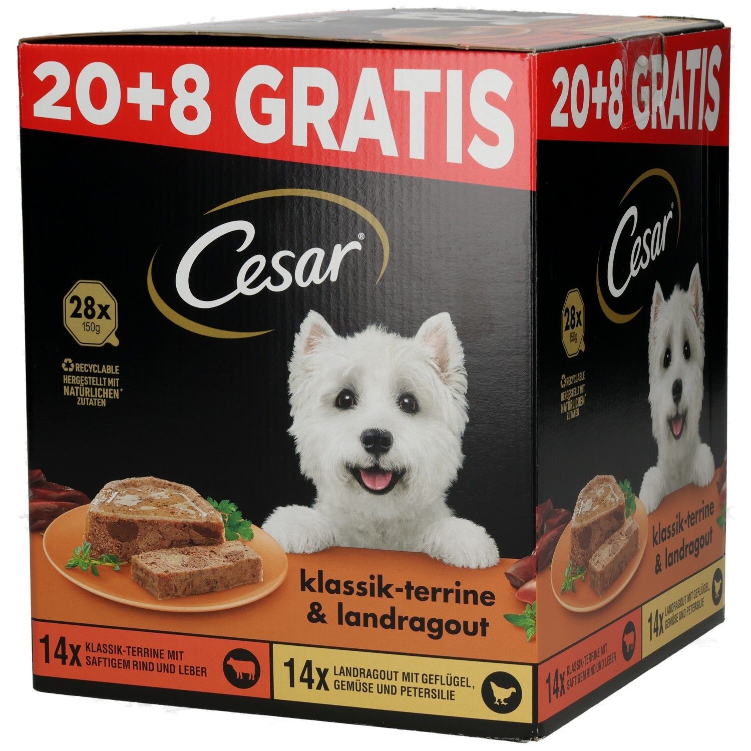 CESAR Schale PLUSPACK 20 + 8 GRATIS (2 Sorten)