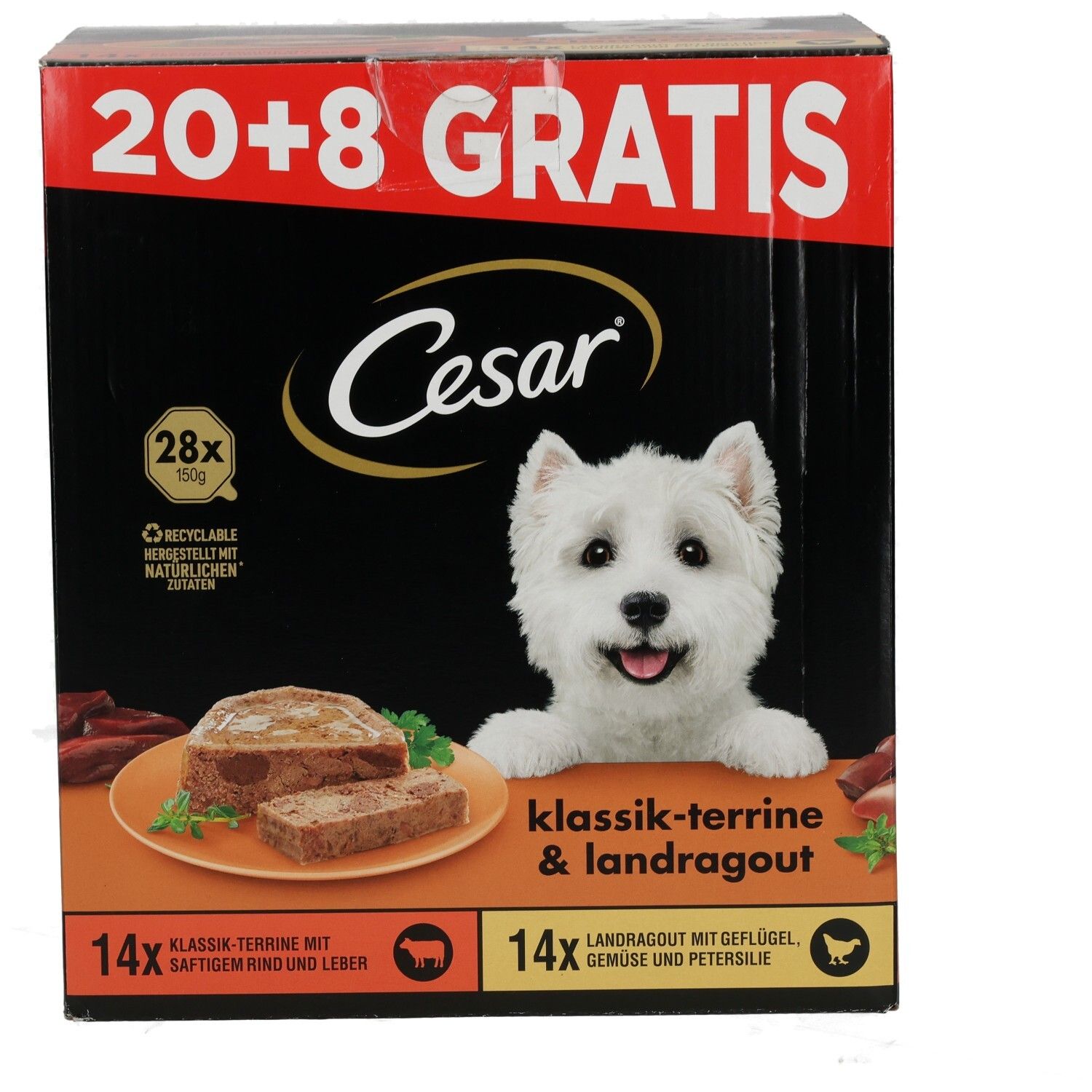 CESAR Schale PLUSPACK 20 + 8 GRATIS (2 Sorten)