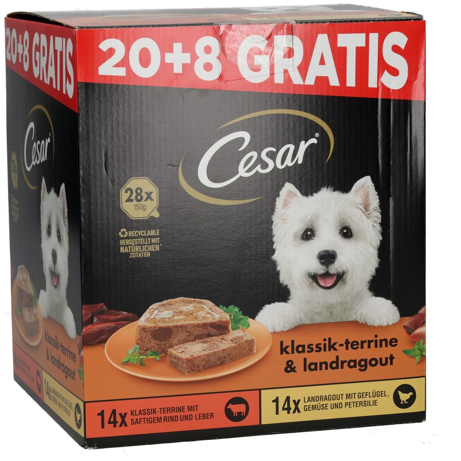 CESAR Schale PLUSPACK 20 + 8 GRATIS (2 Sorten)