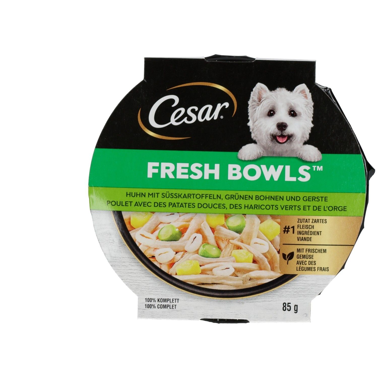 Cesar Tray Fresh Bowls 85g Huhn mit Süßkartoffeln, grünen Bohnen & Gerste