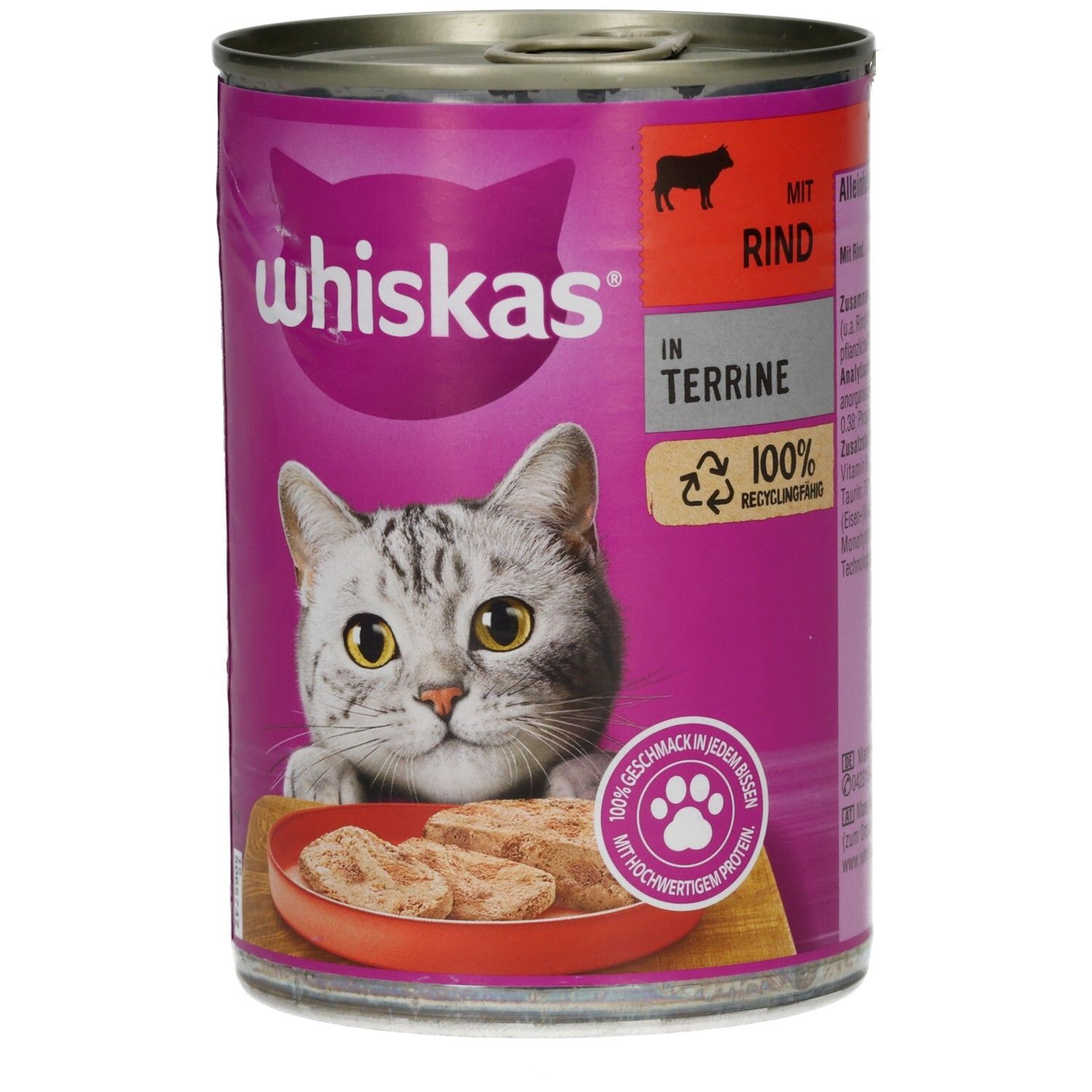 Whiskas Dose 400g  in Terrine mit Rind 1+