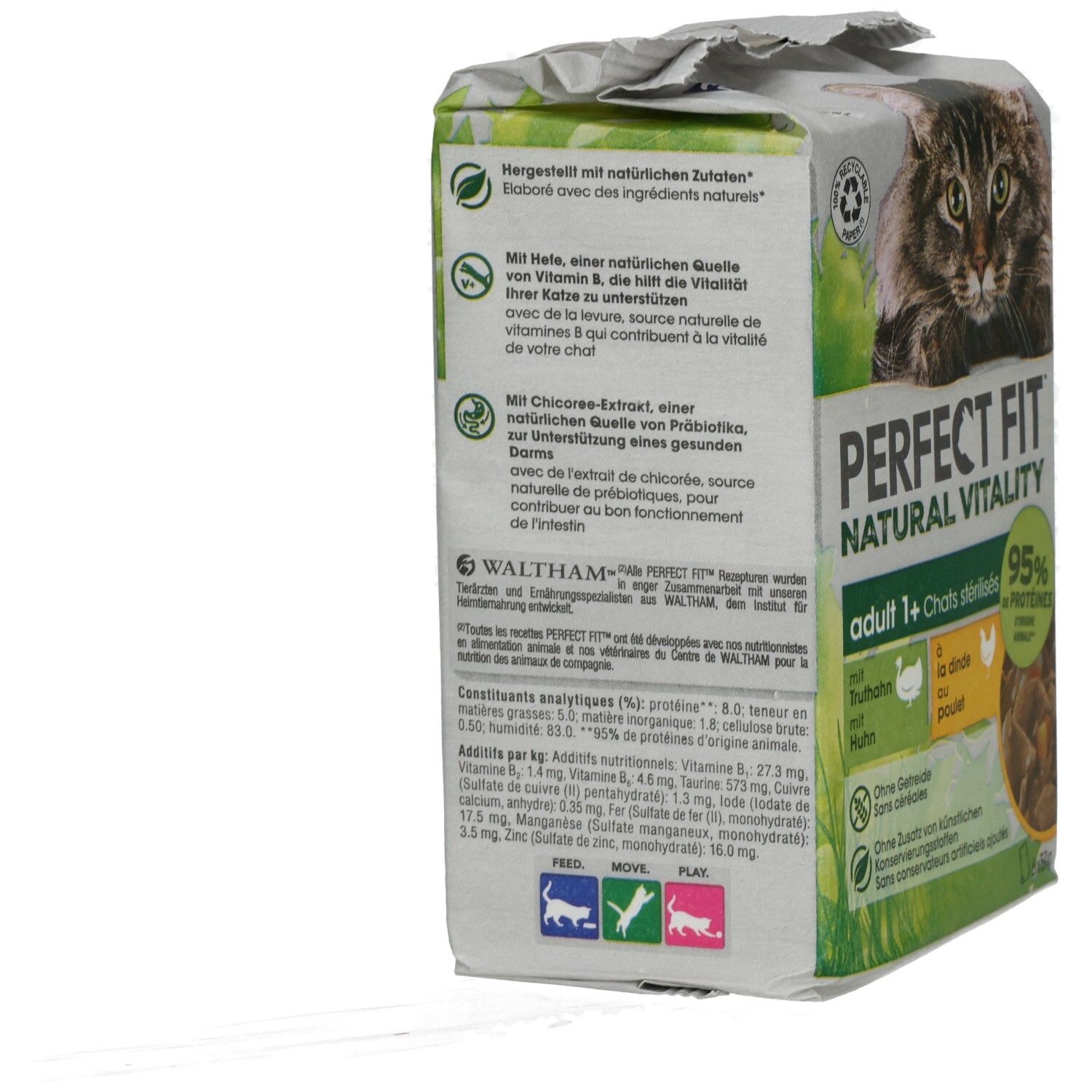 Perfect Fit Cat Natural Vitality Frischbeutel 50g 6 Pack  Adult 1+ mit Huhn und Truthahn