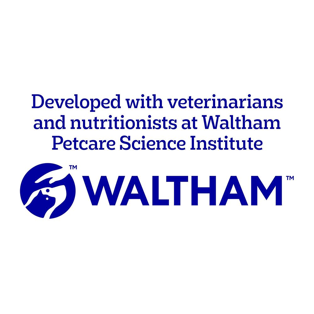 Logo von Waltham Petcare Science Institute, entwickelt mit Tierärzten und Ernährungswissenschaftlern.