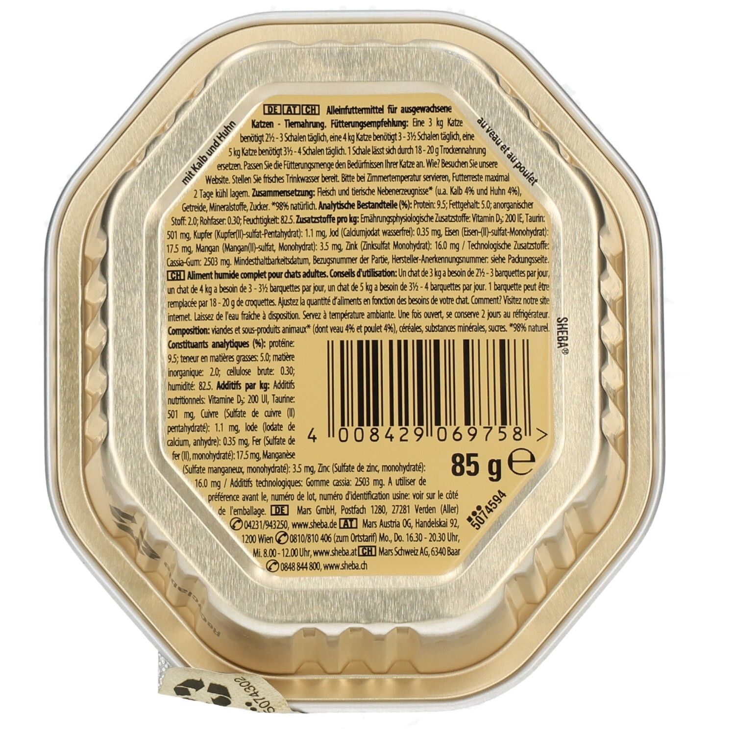 Sheba Schale 85g Classics in Pastete mit Kalb & Huhn