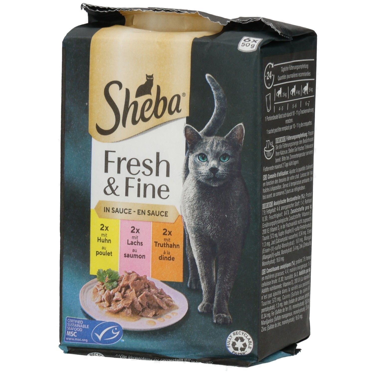 SHEBA® Fresh & Fine in Sauce mit Huhn und Lachs MSC