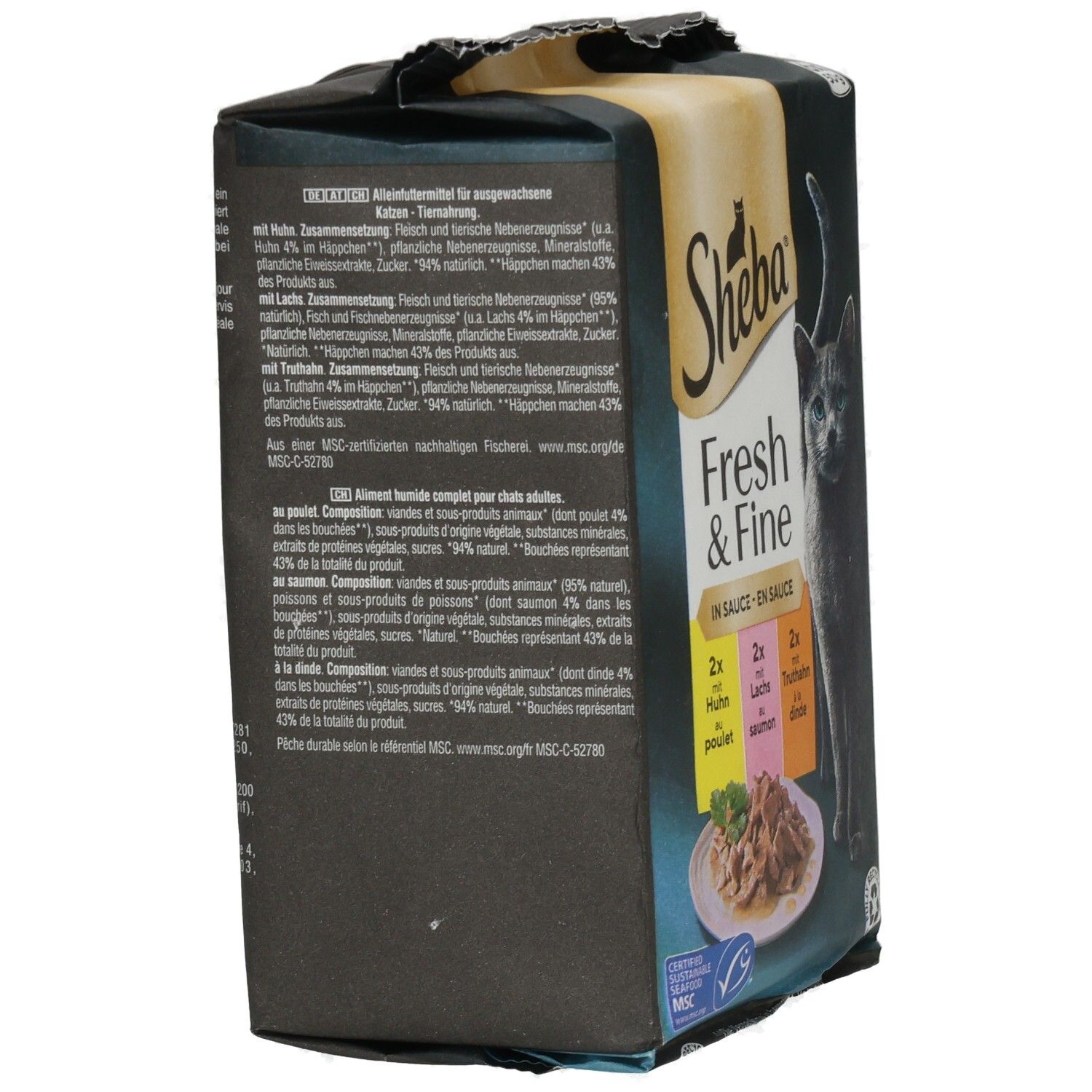 SHEBA® Fresh & Fine in Sauce mit Huhn und Lachs MSC