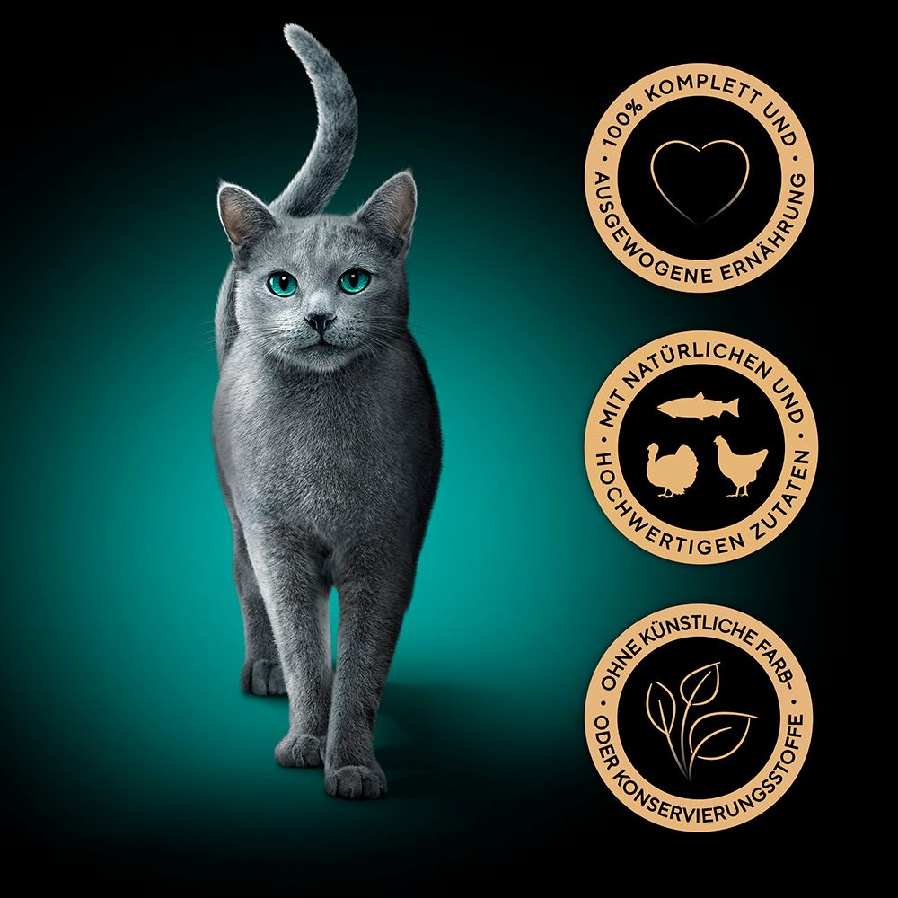 Sheba Fresh & Fine Katzenfutter in Sauce, 6x50g Beutel mit Huhn, Lachs und Truthahn.