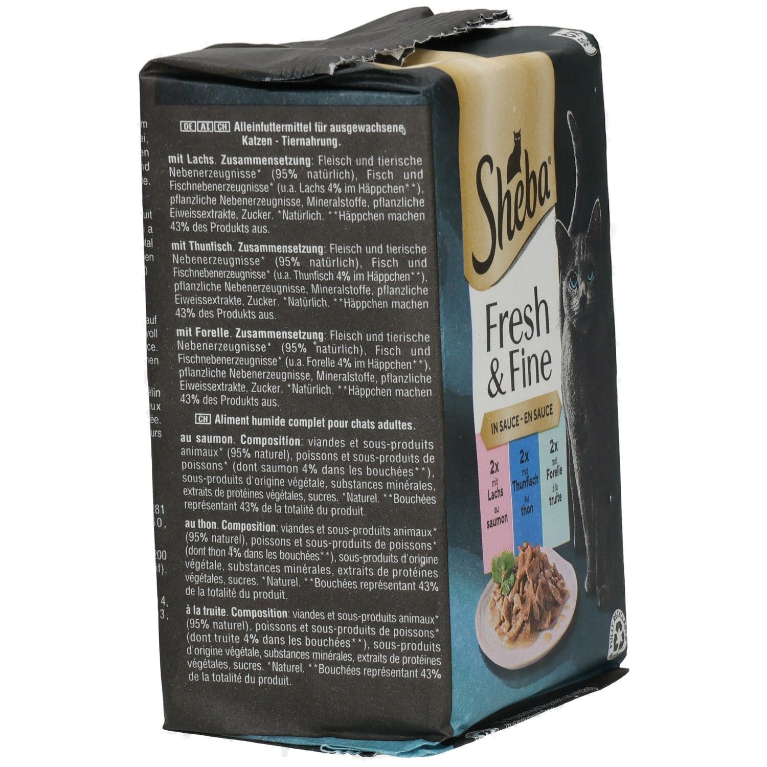 SHEBA® Fresh & Fine in Sauce mit Lachs und Thunfisch
